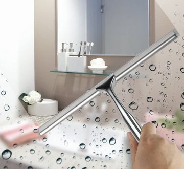 Luxear Duschabzieher 26cm Wasserabzieher ohne Bohren, Dusche Abzieheraus Edelstahl, geräuschlos mit Haken