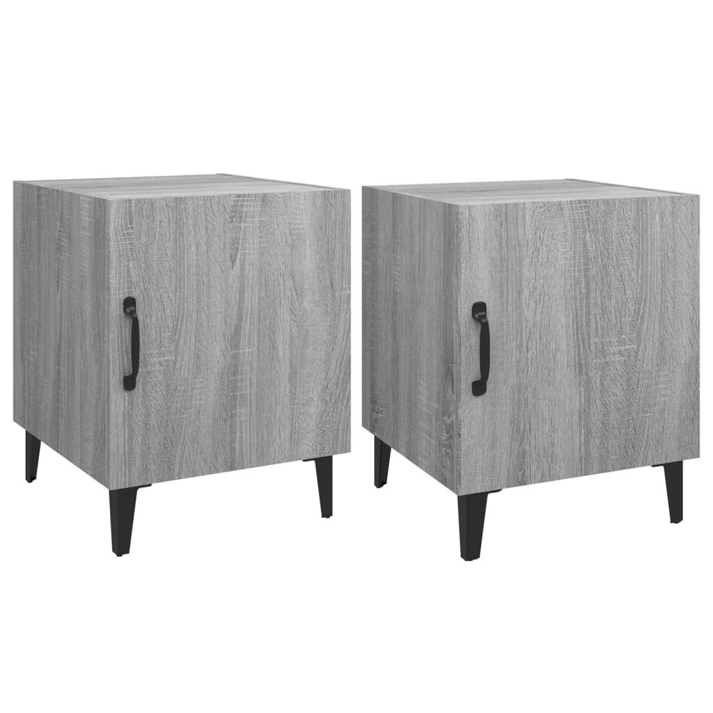 furnicato Nachttisch Grau Sonoma 40 x 40 x 50 cm aus Holzwerkstoff und Metall (2-St)