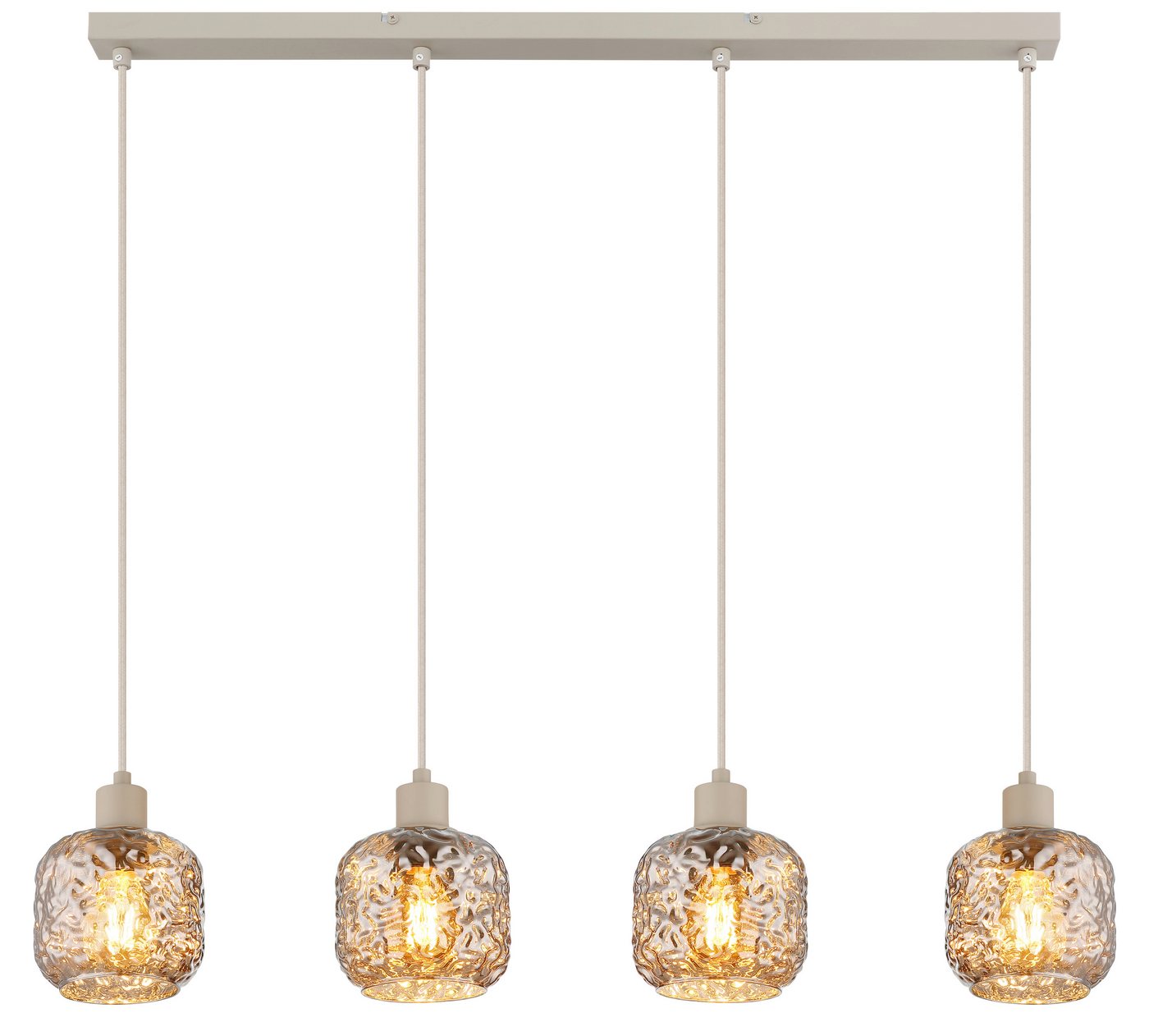 GLOBO LIGHTING Hängeleuchte ANTONIO, ohne Leuchtmittel, Hängeleuchte für Esszimmer beige Rauchglas