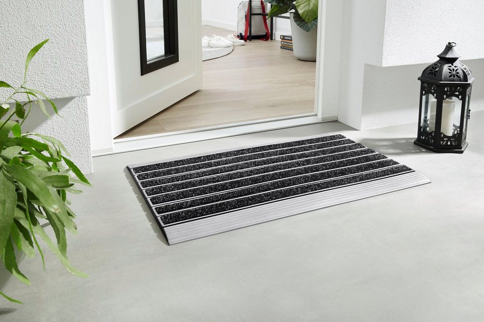 Fußmatte ProfileClean, Home2Fashion, rechteckig, Höhe: 12 mm,  Schmutzfangmatte, edle Aluminiumoptik, robust & strapazierfähig