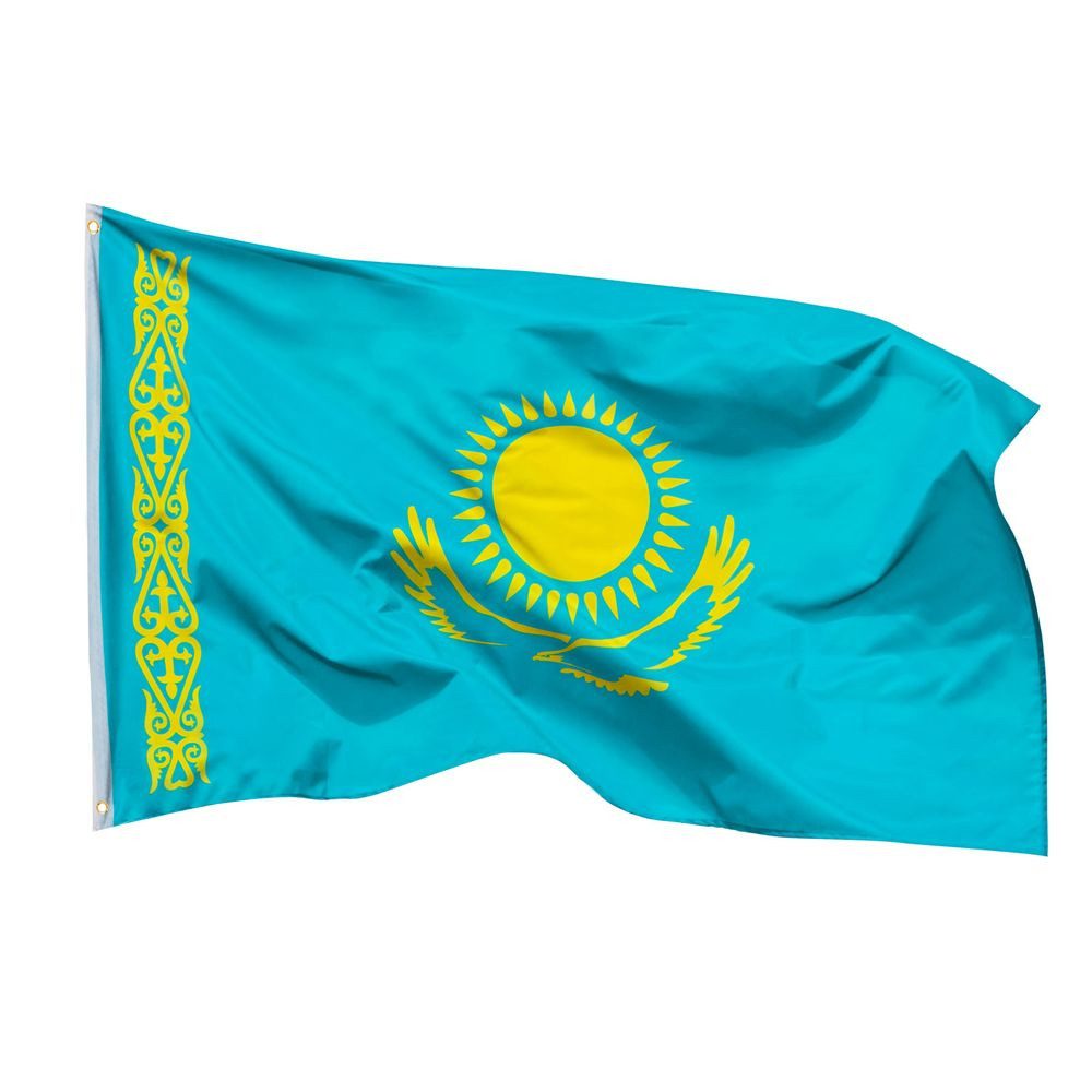 PHENO FLAGS Flagge Kasachstan Flagge - 90x150cm, Dekoration für Kasachstan-Fans, Hissfahne für Drinnen und Draußen