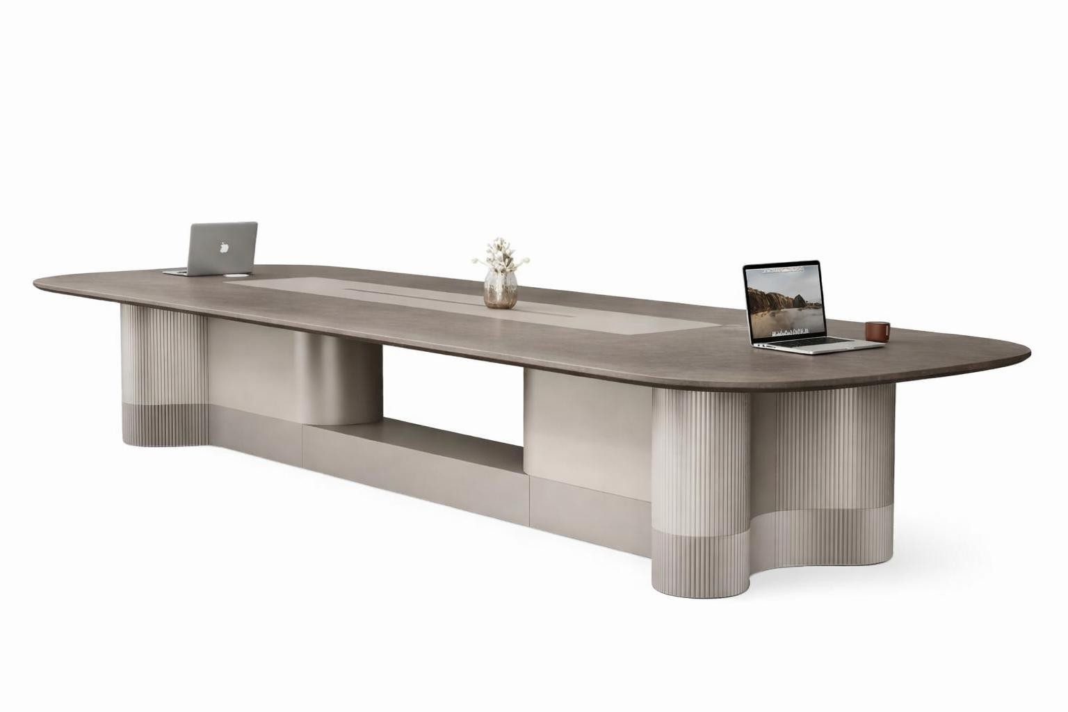 Xlmoebel Konferenztisch Beiger Konferenztisch mit modernem Design und eleganten Akzenten, Made in Europa