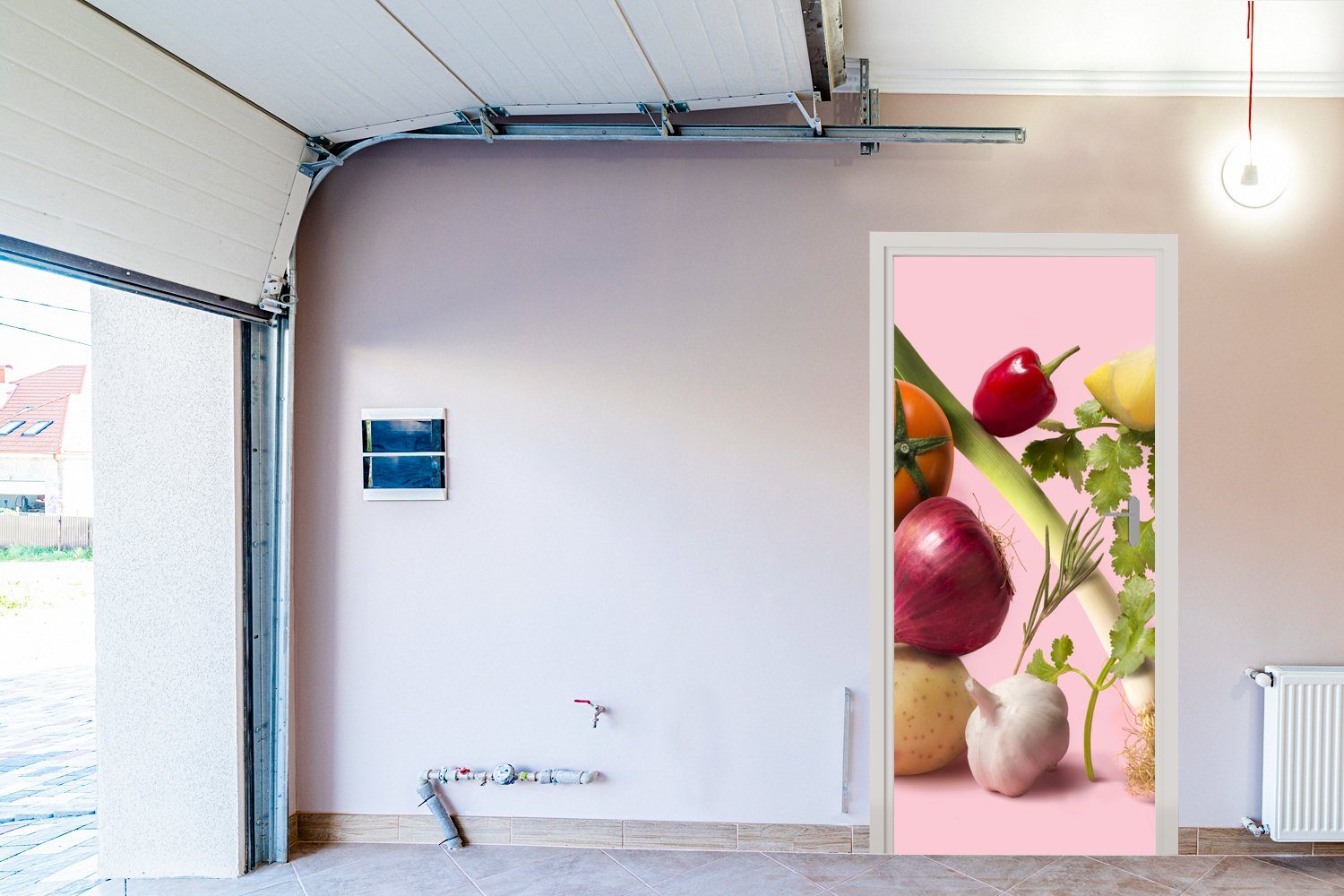 cm MuchoWow Türtapete (1 Gemüse 75x205 - - St), für Fototapete Matt, Lebensmittel Tür, Türaufkleber, Rosa, bedruckt,