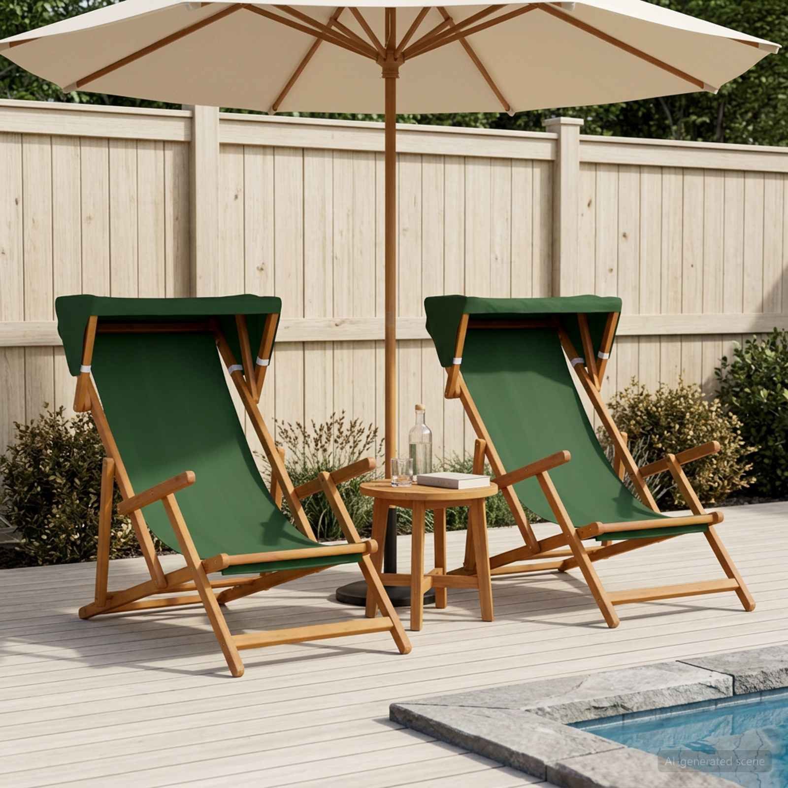 vidaXL Gartenliege Liegestuhl 2 pcs 3 Position Massives Eukalyptus Holz Grün, 2 St.