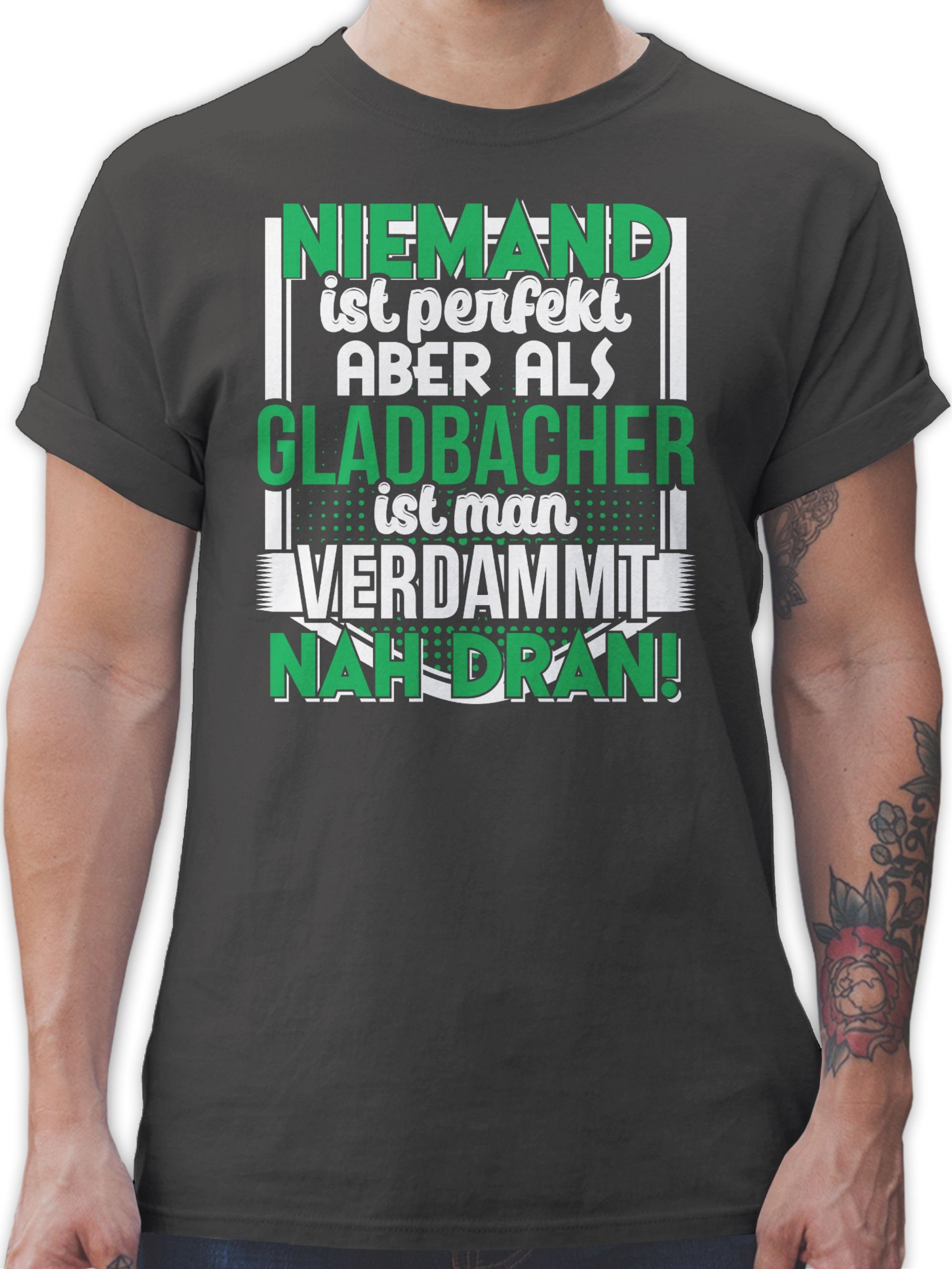 Shirtracer T-Shirt Niemand ist perfekt Gladbacher Stadt und City Outfit 03 Dunkelgrau