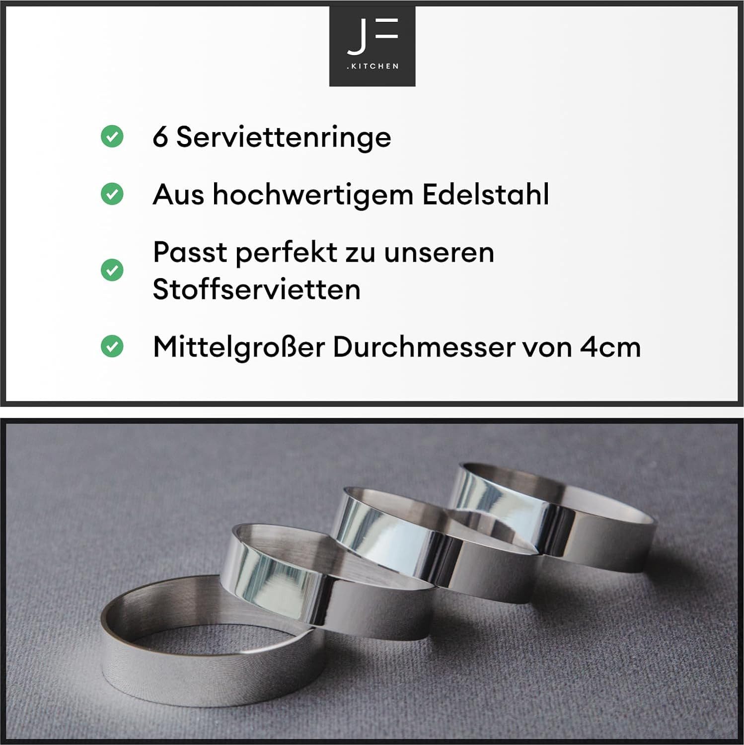 JF.kitchen Serviettenring Serviettenringe aus hochwertigem Edelstahl, (6-tlg)