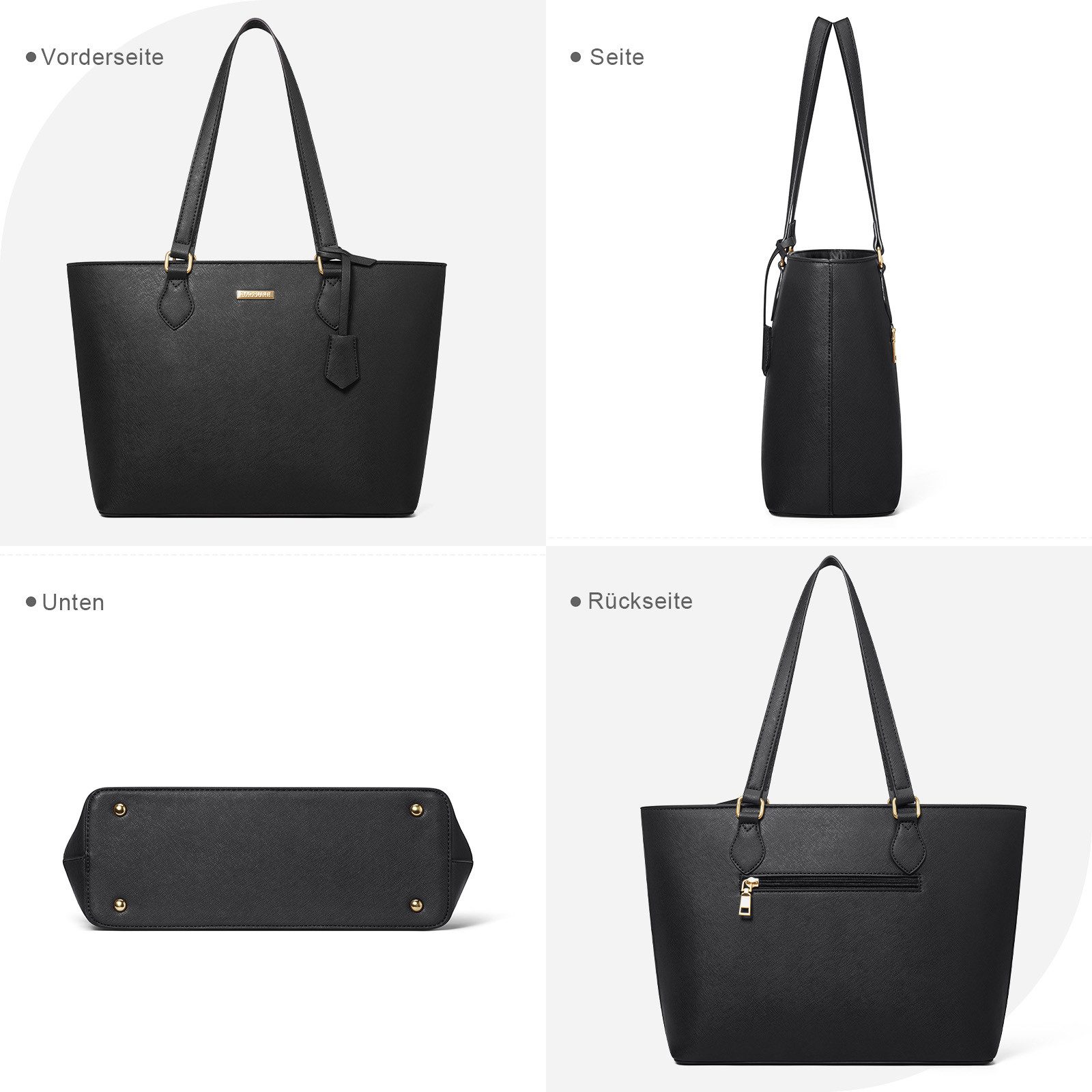 OKWISH Henkeltasche Umhängetasche Tragetasche Aktentasche Handtasche (Arbeitstasche Messenger-Tasche Top Griff mit Schultergurt, 4-tlg., Bürotasche, Ledertasche, Unitasche, Freizeittasche, Kunstleder), für Frauen Arbeit Business Schule Büro Reisen usw