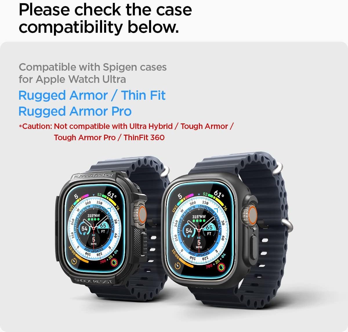 Spigen Displayschutzfolie 2x Panzerglas für Apple Watch Ultra 3/2/1 Panzerfolie Schutzglas 49mm, 2 Stück, Tempered Glass, Anti-Fingerabdruck, Case Friendly, Hartglas