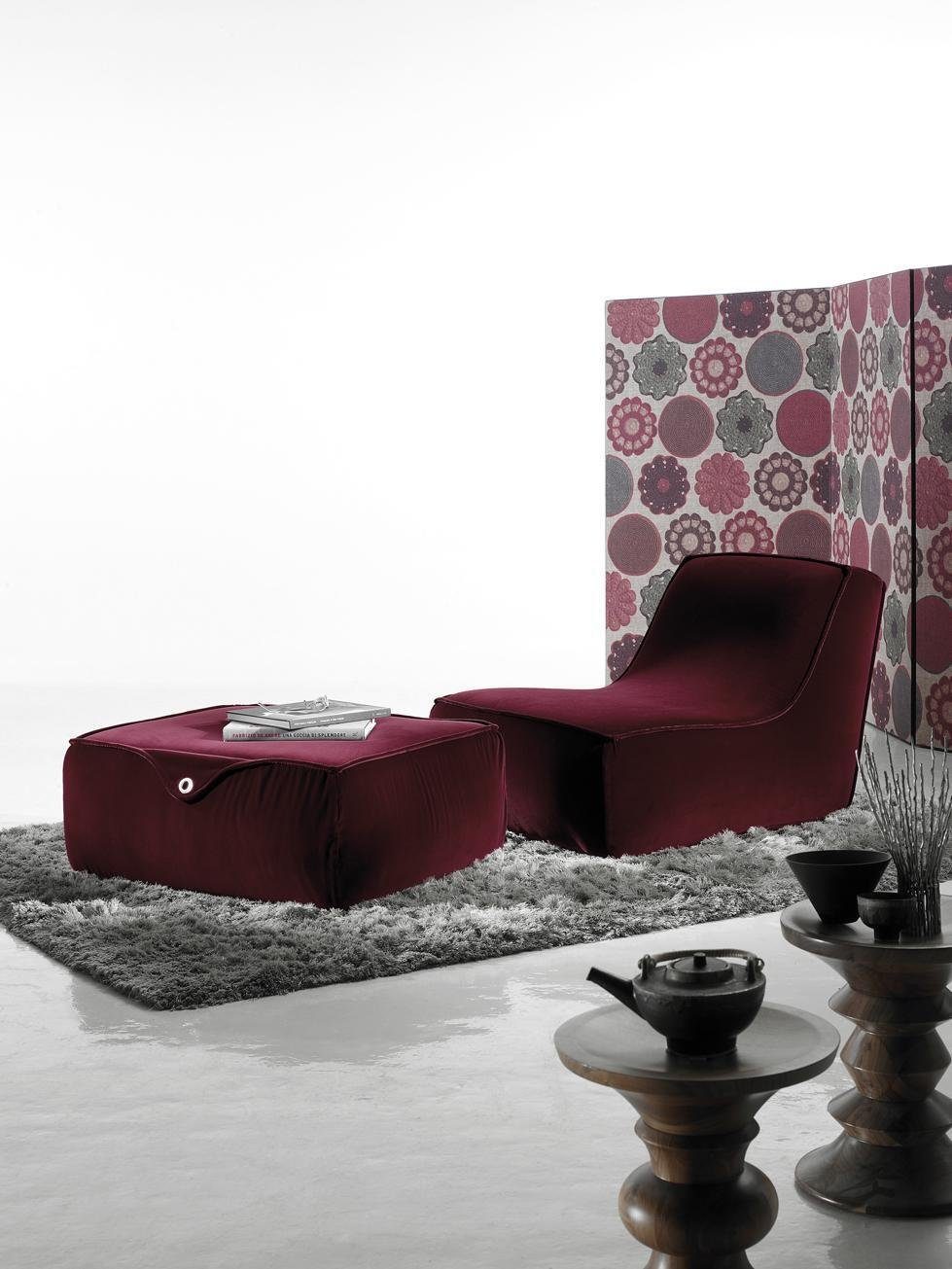 JVmoebel Sessel Design Sessel Hocker Luxus Einsitzer Modern Grau Leder Möbel Einsitzer Rot