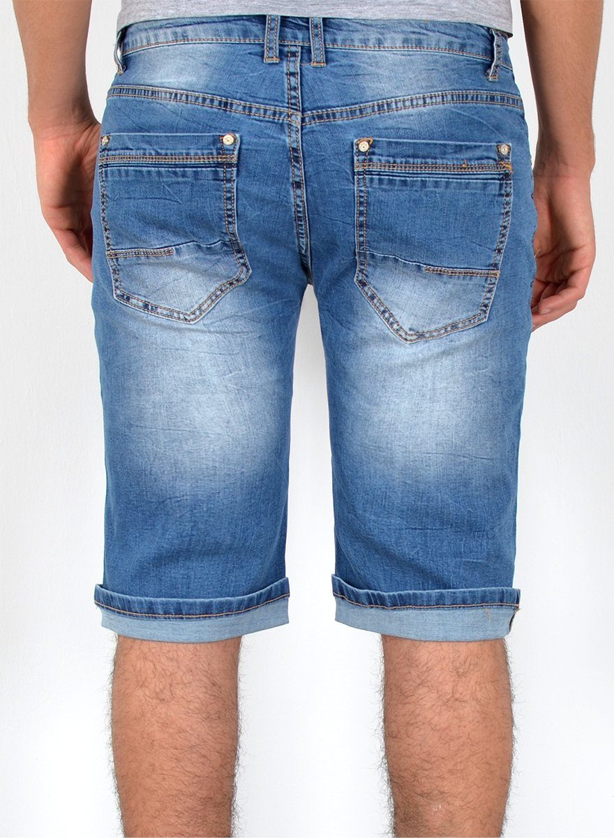 ESRA Jeansshorts Herren kurze Jeanshose mit Stretch Jeans Shorts Hose Herren Jeans Shorts Sommerhose kurze Jeans Herren Capri Jeans Stretch