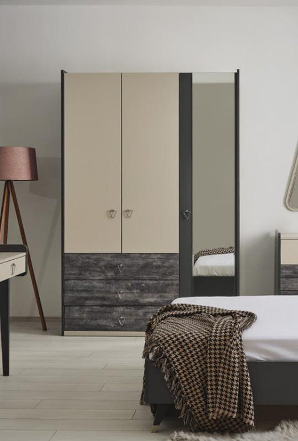 Kleiderschrank Vielseitiger Aufbewahrungsschrank in Grau für jeden Raum