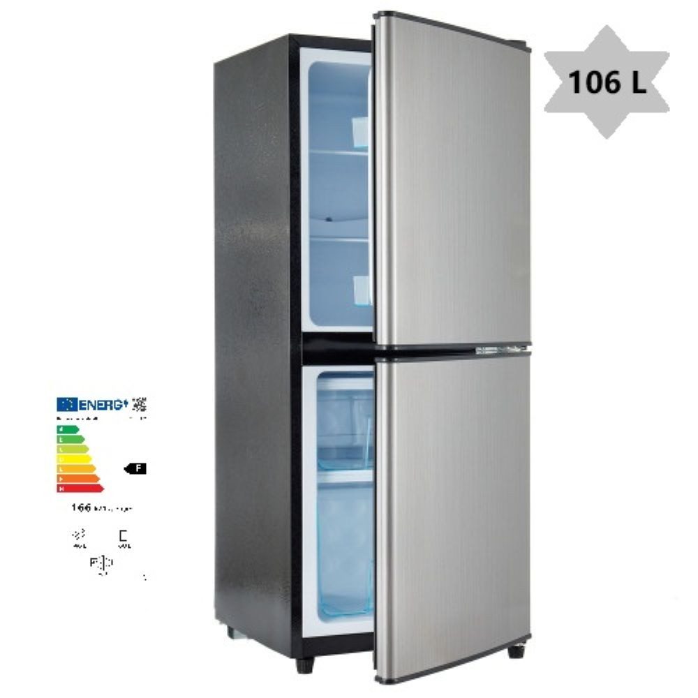 Rolipo Kühlschrank (60L+46L) 7-stufiger Temperaturregelung 45dB BCD-106W, 102 cm hoch, 42.5 cm breit, 106L Kompaktkühlschrank & Gefrierfach/LED