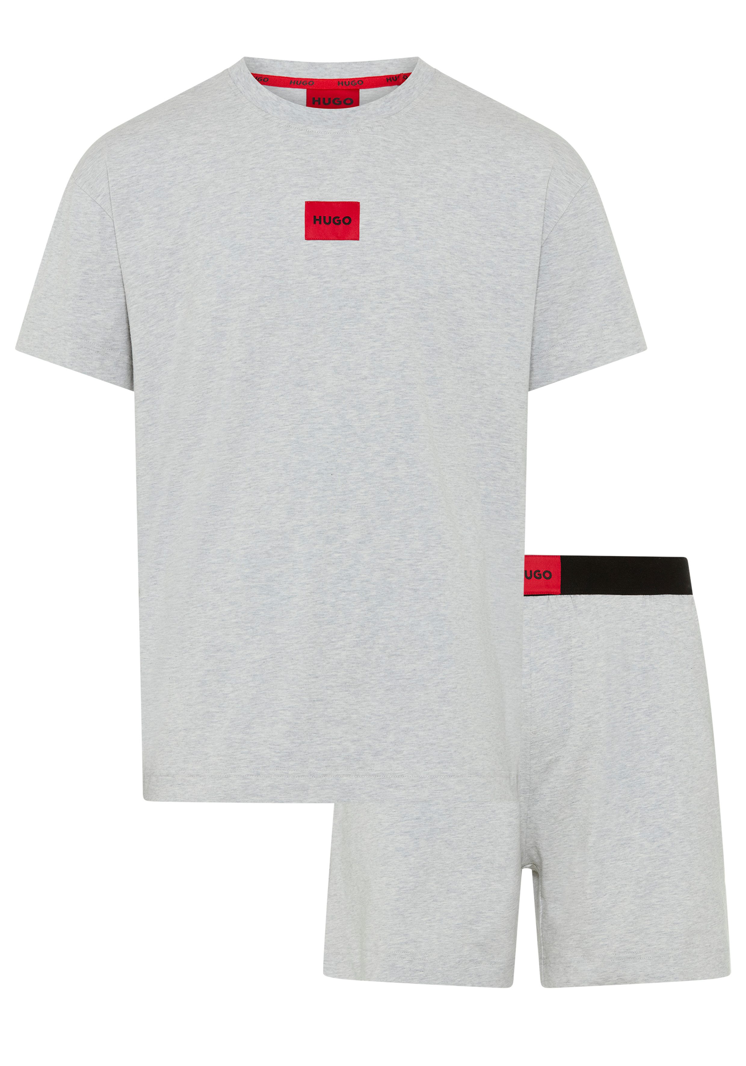 HUGO Pyjama GALAXY SHORT SET (Set, 2 tlg) mit HUGO-Aufnäher, Stretch-Baumwolle, Regular Fit