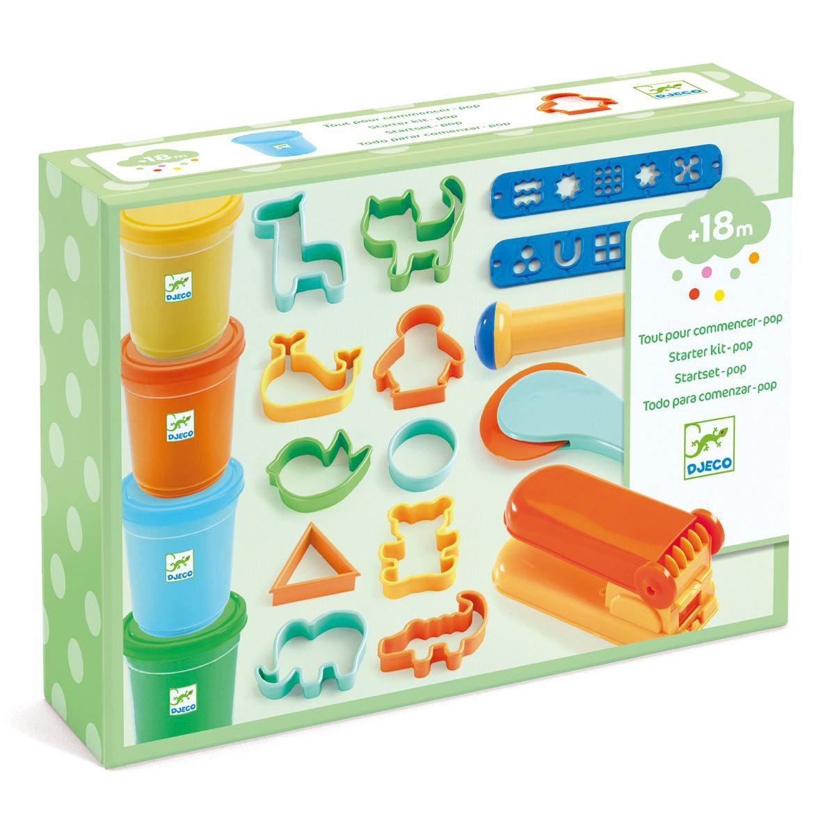 DJECO Knetform-Set Play-Doh Starterset 4 Töpfe 17 Werkzeuge ab 18 Monaten Kreativset