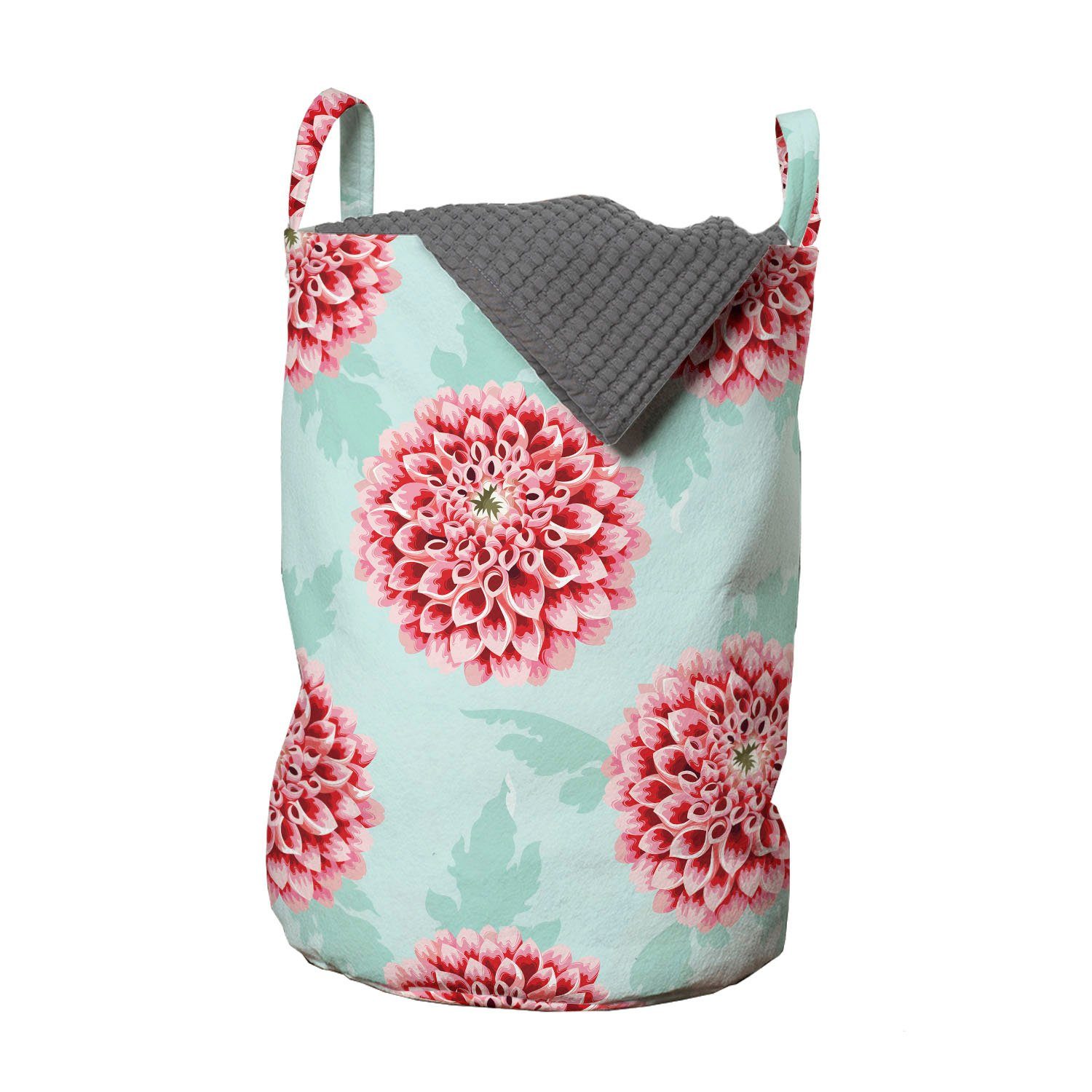 Abakuhaus Wäschesäckchen Wäschekorb mit Griffen Kordelzugverschluss für Waschsalons, Dahlie Pompom geformte Blütenblätter | Wäschesäcke