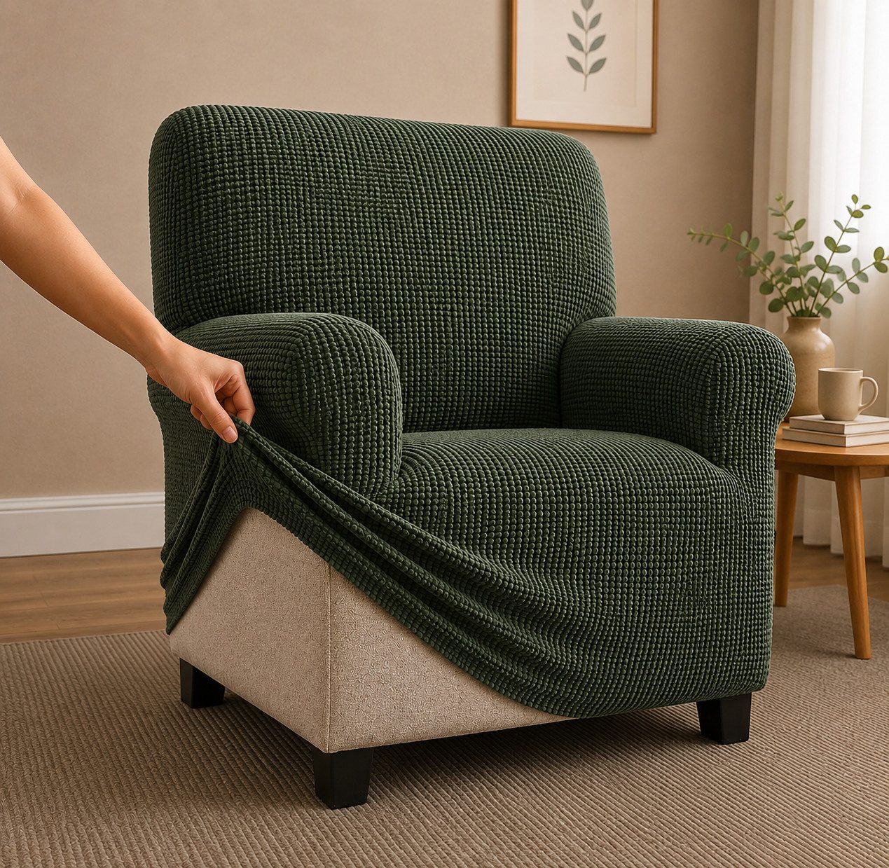 Belmarti Sesselhusse luxuriöser und edler Sesselbezug, Chenille Oberfläche, hochwertiges und langlebiges Material, made in Spain