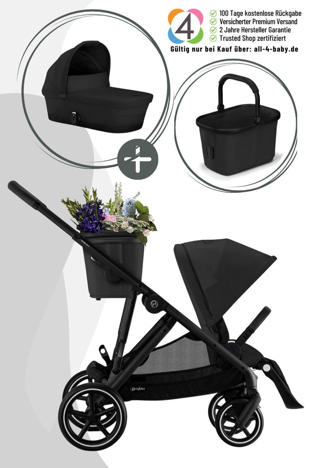 Cybex Kombi-Kinderwagen Gazelle S Kinderwagen inklusive Cot S Babywanne
