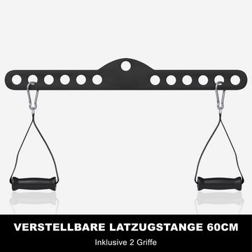 GORILLA SPORTS Trainingsstation Latzugstange inkl. 2 Griffe, Karabiner, Verstellbar - Seilzug, Trizeps