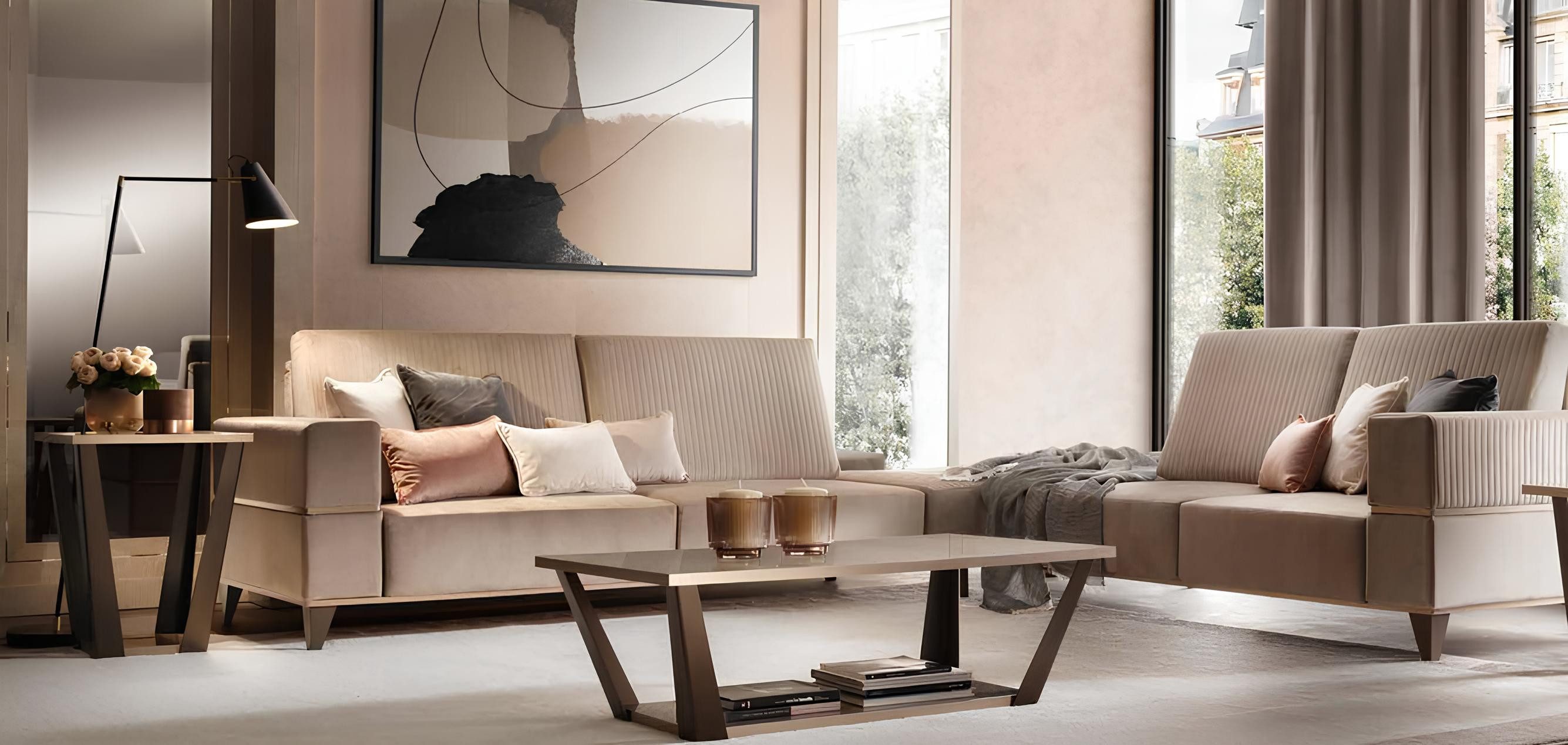 Couchtisch Moderner Beistelltisch aus Holz mit eleganter Glasplatte