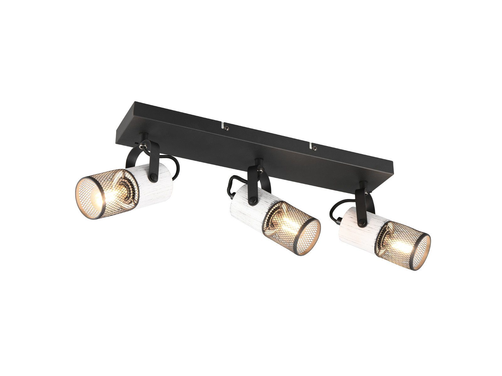 TRIO Leuchten LED Deckenstrahler, Dimmfunktion, LED wechselbar, Warmweiß, dreiflammig mit Holz & Drahtgeflecht Treppenhaus, Jugendzimmer B:44cm