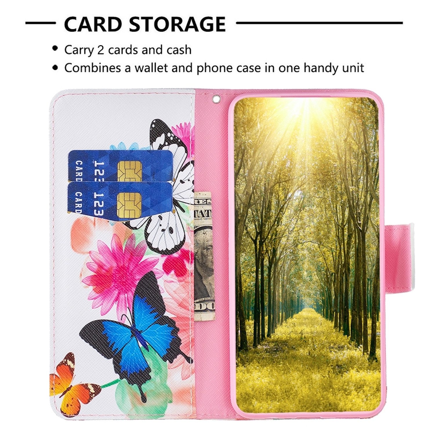 Wigento Handyhülle Für Motorola Moto G84 5G Kunst Leder Book Wallet Schutz Tasche Motiv 2
