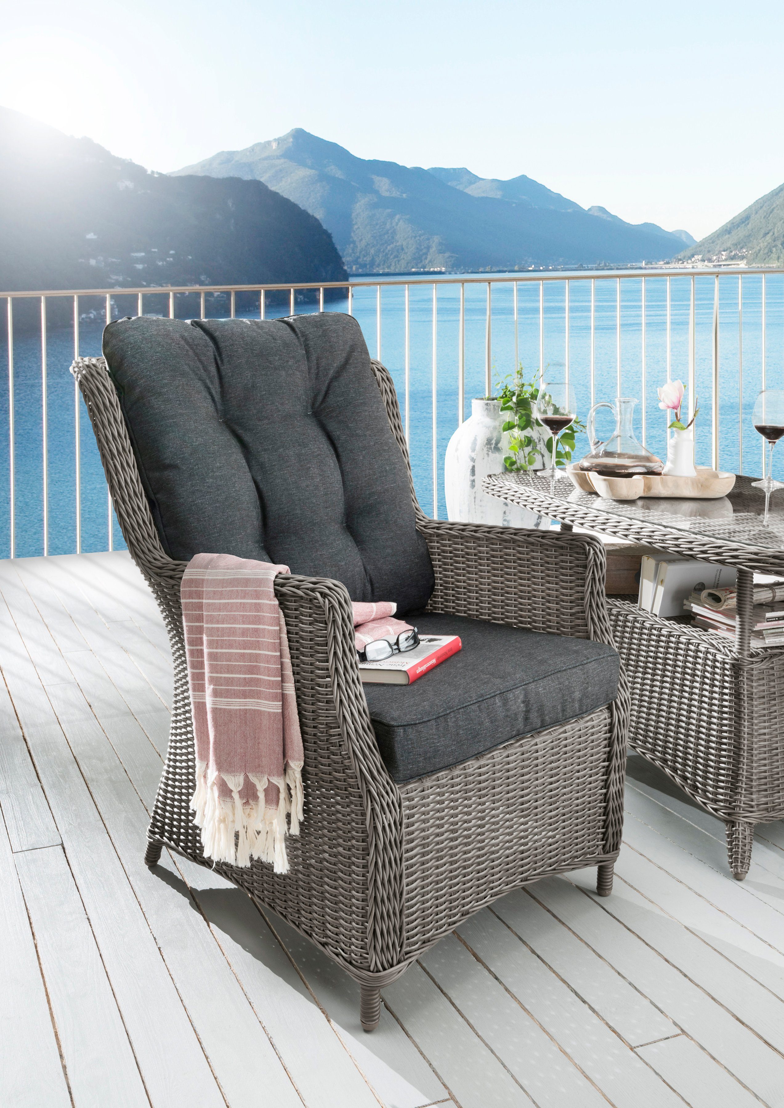 Destiny Gartensessel CASA (1-St), Polyrattan, inkl. Auflagen Vintage Grau | Sessel