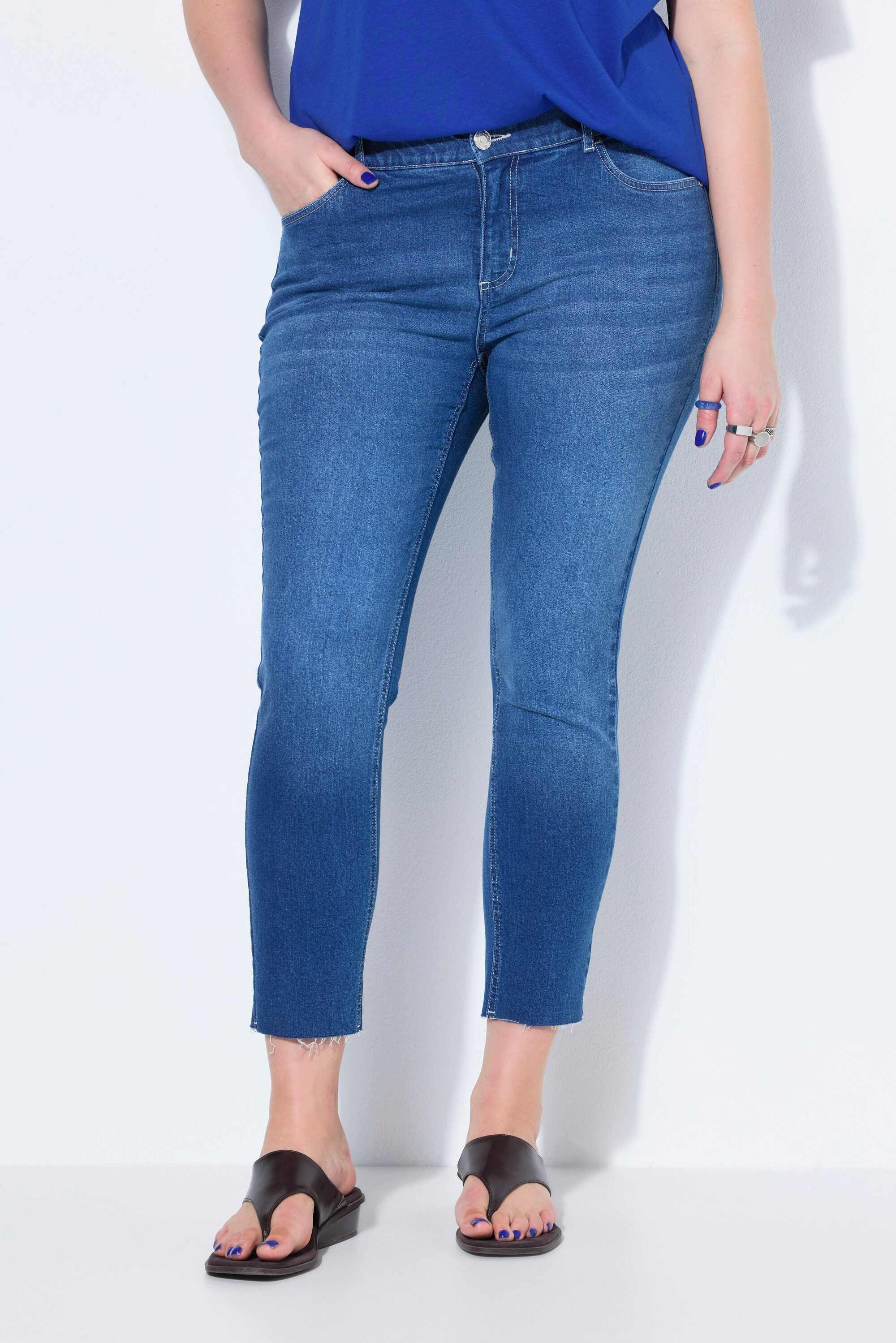 Studio Untold 5-Pocket-Jeans Verkürzte Jeans 5-Pocket Fransensaum