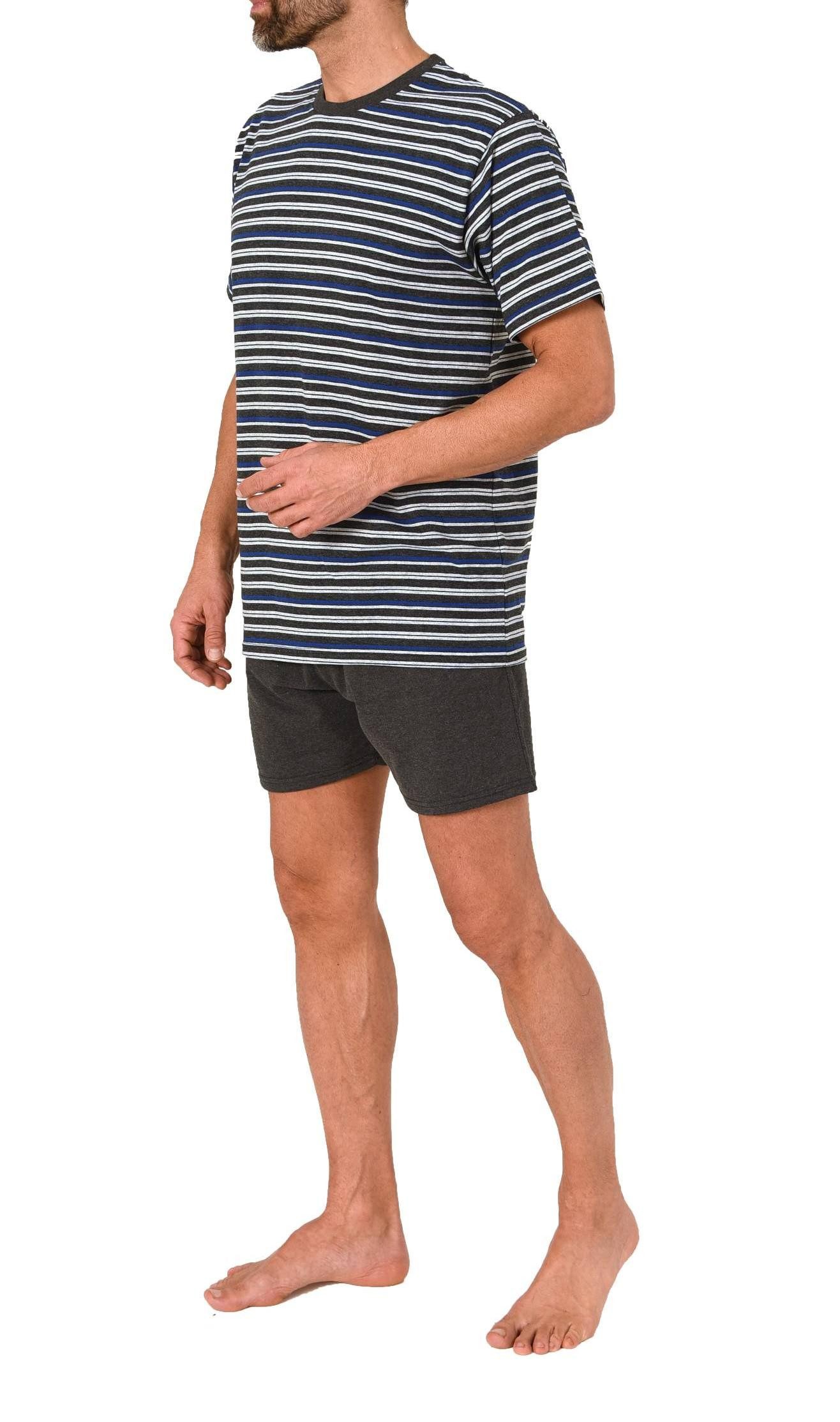Normann Pyjama Normann Herren kurzarm Schlafanzug Shorty Pyjama in Streifenoptik – Bild 2 von 3