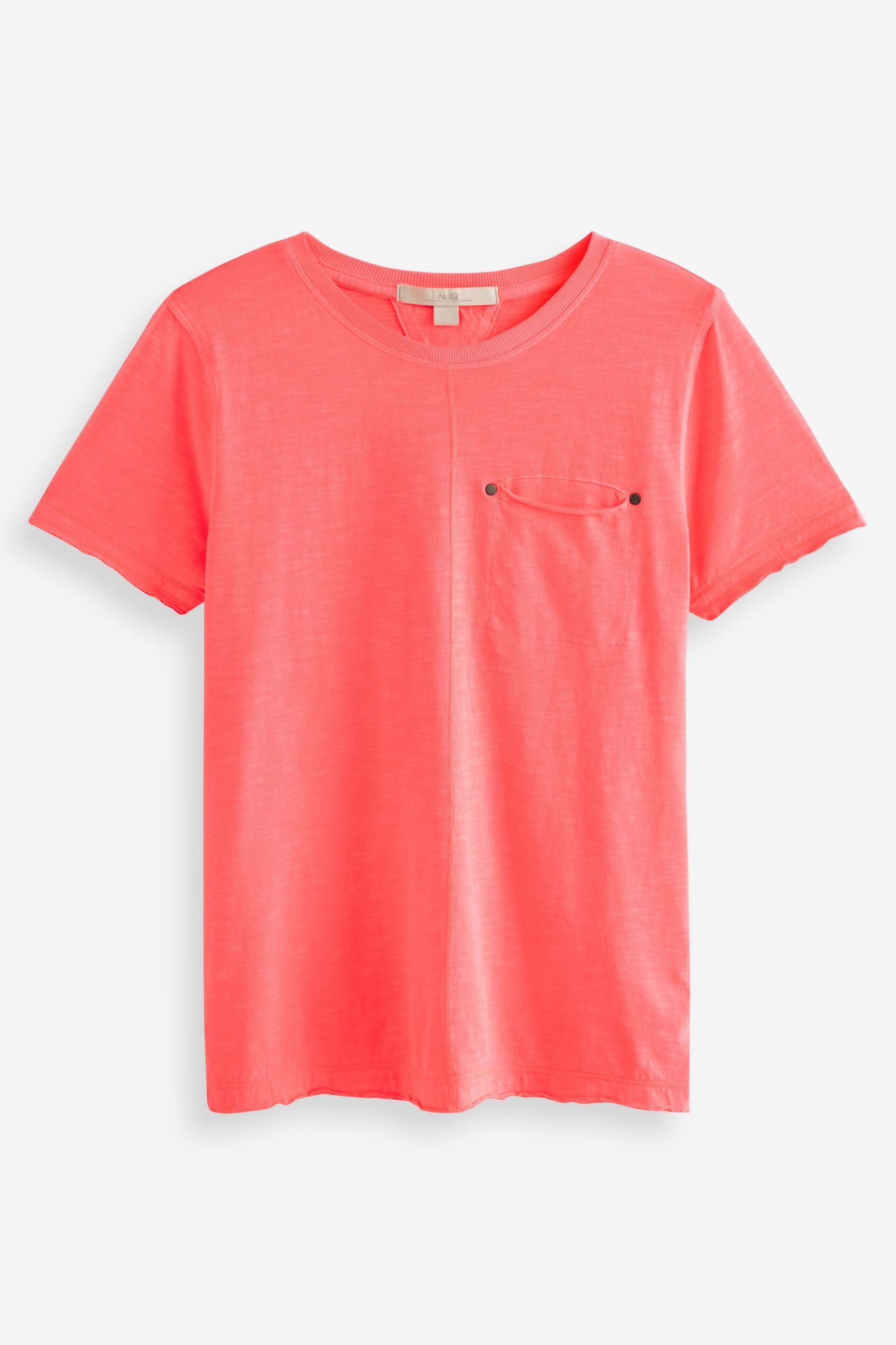 Next T-Shirt T-Shirt mit Tasche und Rundhalsausschnitt (1-tlg) Bright Pink