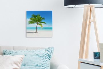 OneMillionCanvasses® Leinwandbild Palme - Strand - Meer - Sommer, (1 St), Leinwand Bilder für Wohnzimmer Schlafzimmer