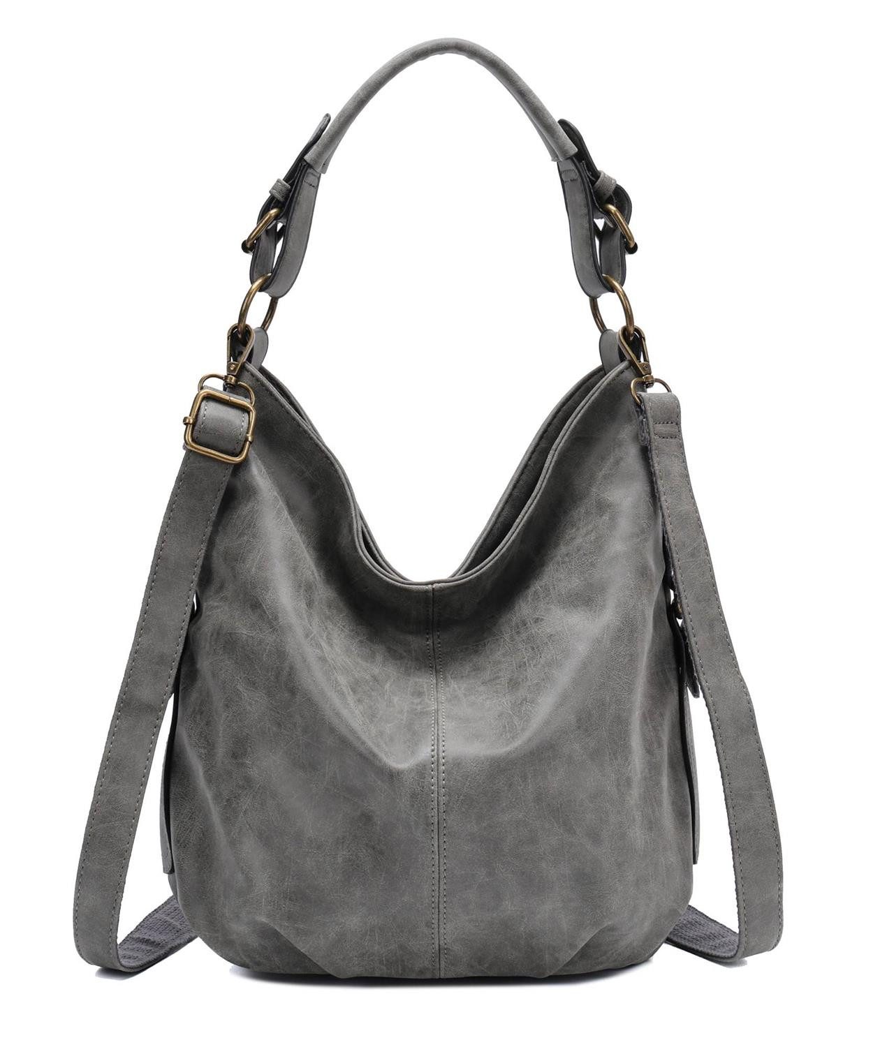 ITALYSHOP24 Schultertasche DAMEN SHOPPER Hobo Bag Umhängetasche Handtasche City Bag Cross-Over (Spar-Set: Henkel Tasche mit Schultergurt, Workbag Leder Optik, 2-tlg., mit Henkel und Schultergurt), Damentasche Freizeit Abend Leder Optik Henkeltasche Reise Crossbody
