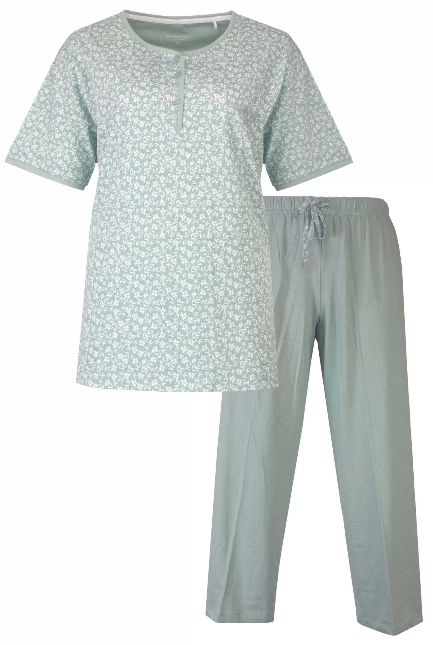 Capri-Pyjama Damen Schlafanzug Caprihose