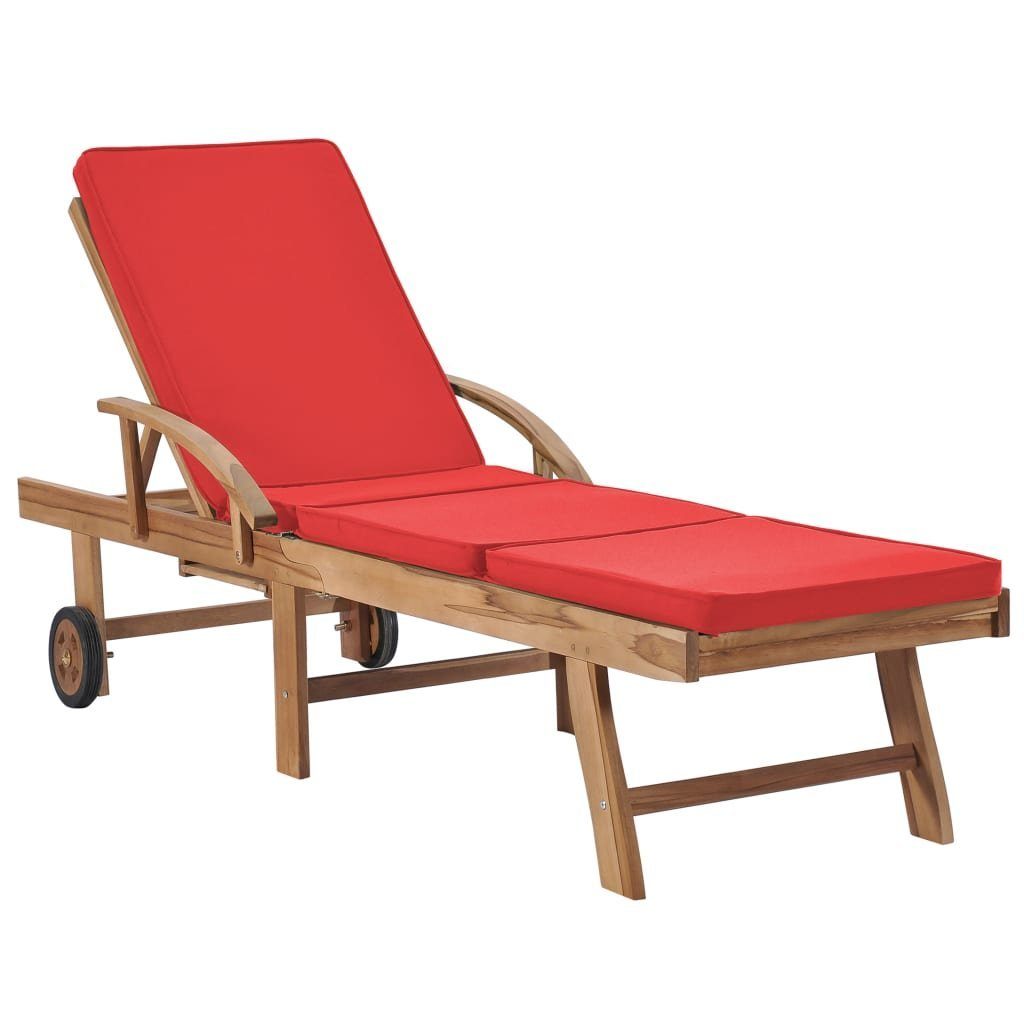 vidaXL Gartenliege »Sonnenliege mit Auflage Massivholz Teak Rot«, 1 St