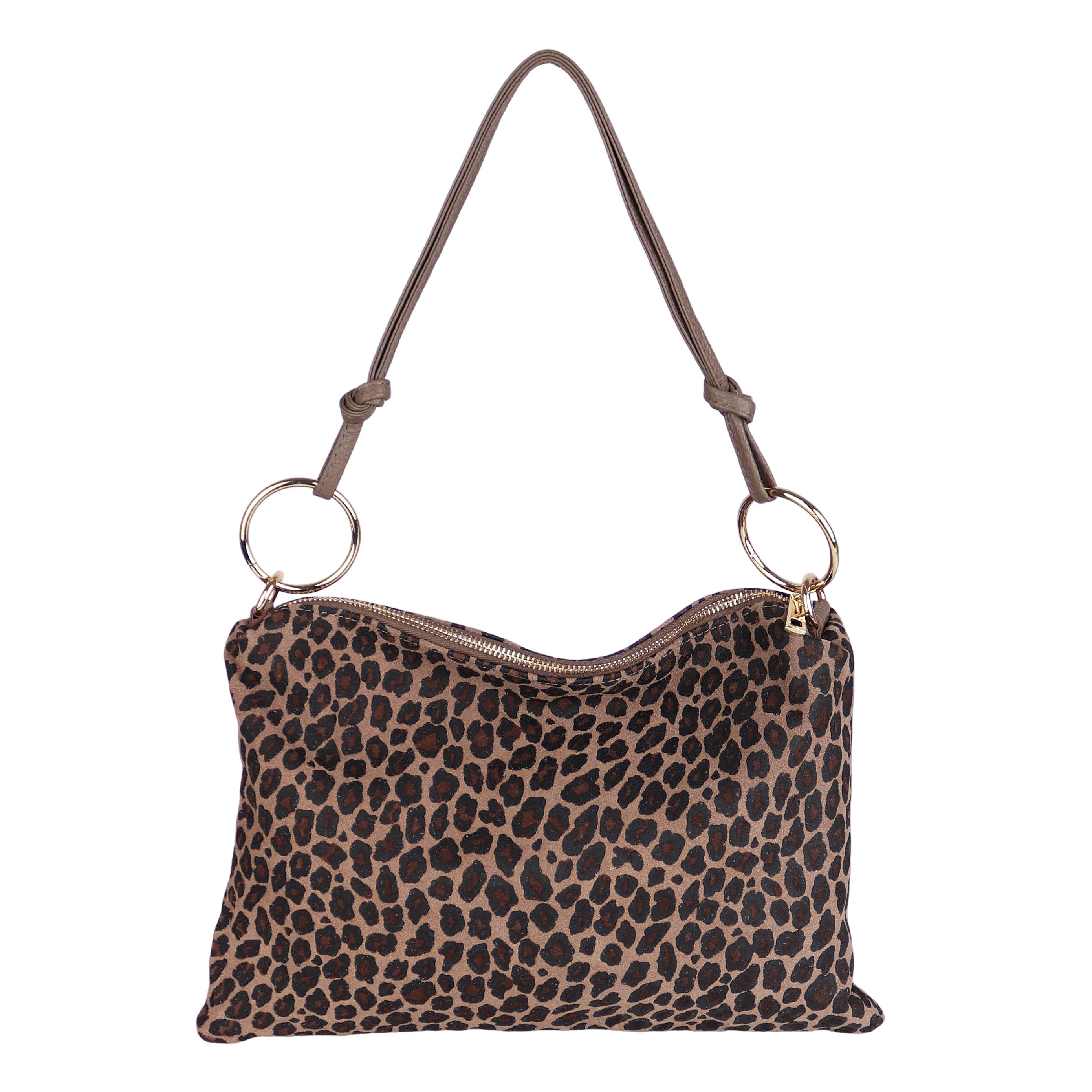 MIRROSI Umhängetasche Damen Tasche Echtleder Wildleder Made in Italy, Schlank (ca.34x22x3cm), mit langem Riemen & Reißverschluss