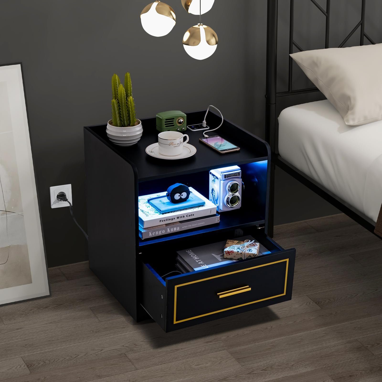 COSTWAY Nachttisch (2-St), LED, 3 Farben, günstig online kaufen