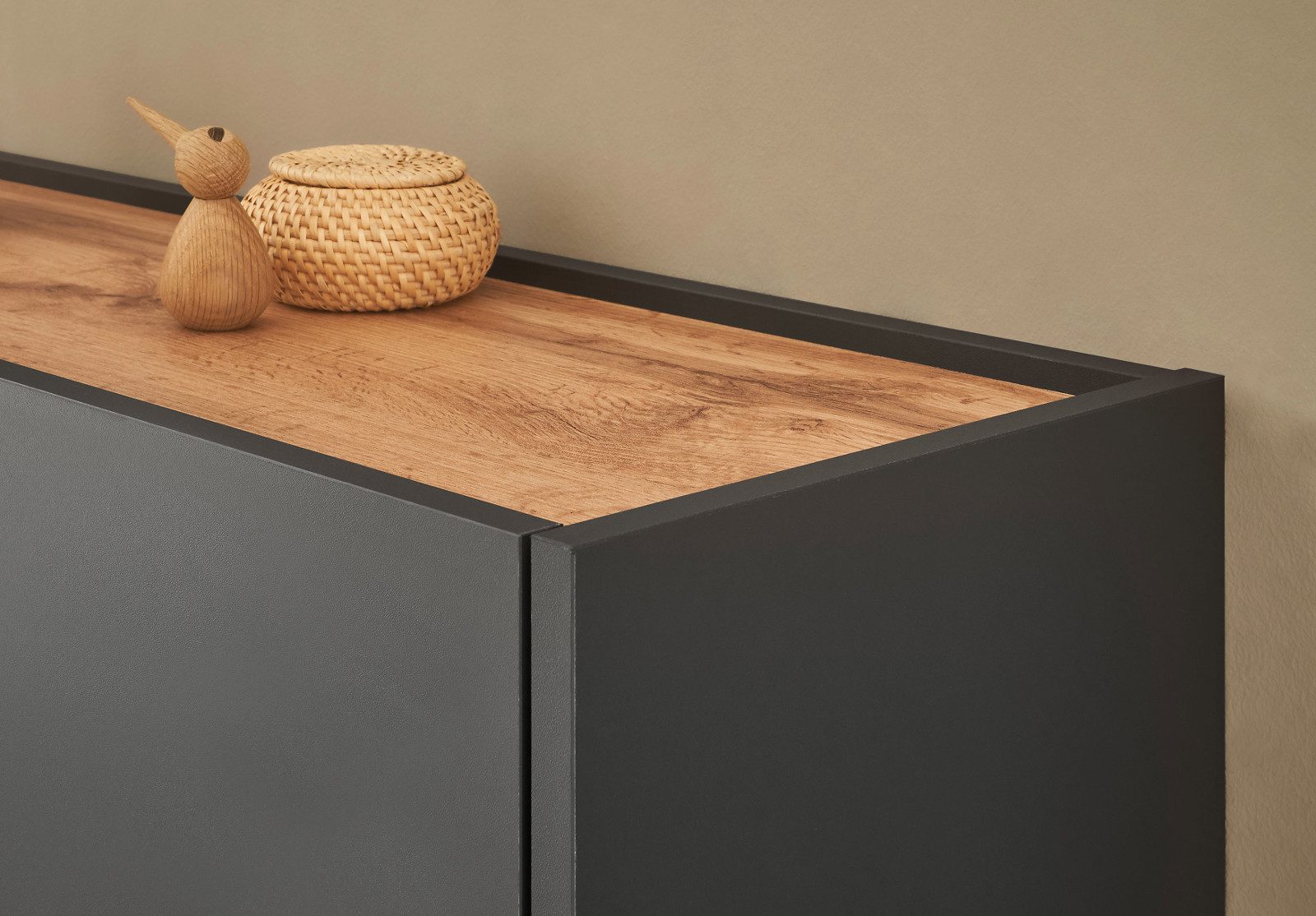 Furn.Design Garderoben-Set Center, (Flurgarderobe in grau matt und Wotan Eiche, 2-St., 150 x 200 cm), mit Kompaktgarderobe