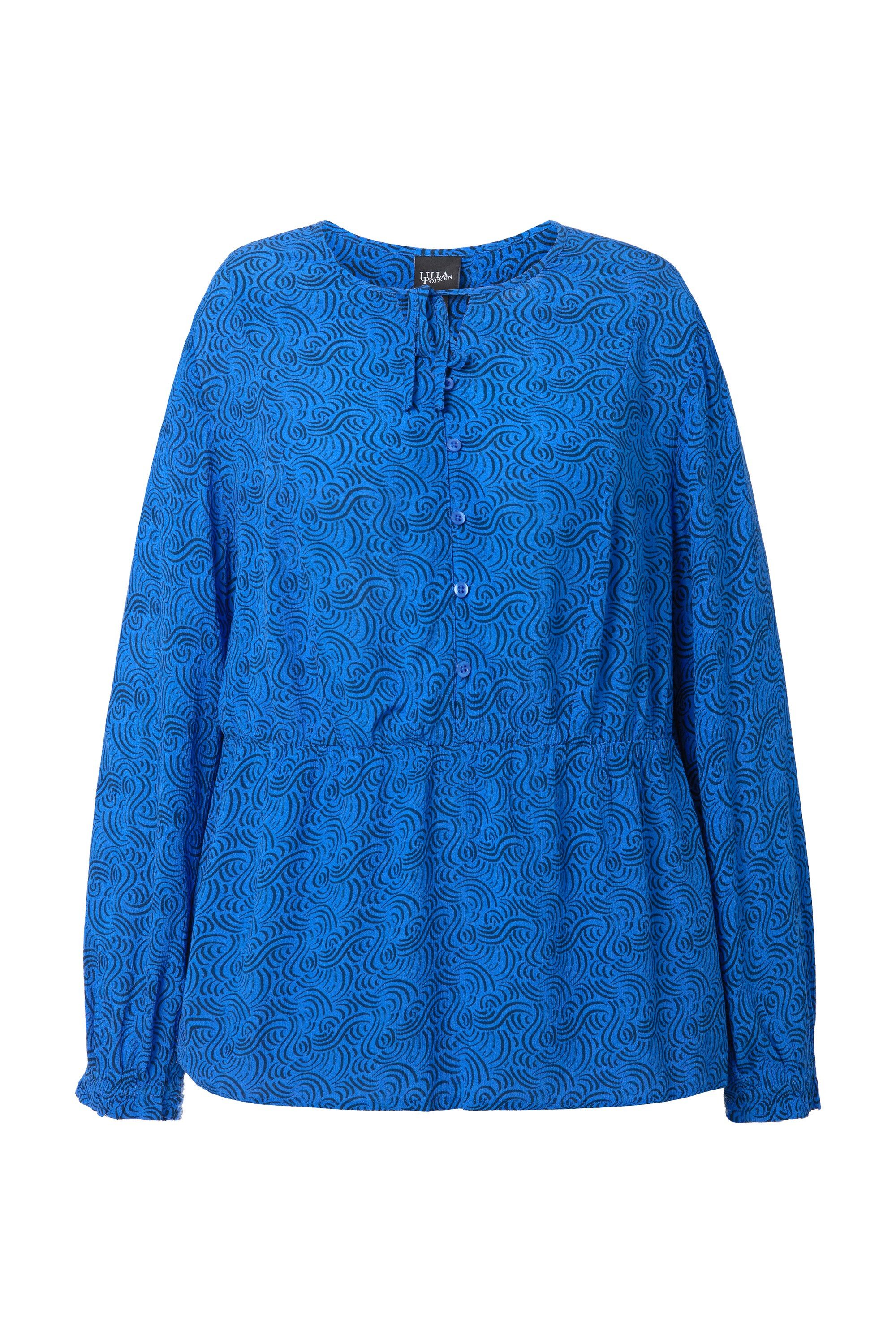 Ulla Popken Satinbluse Tunika Wellenmuster A-Linie Tunika-Ausschnitt günstig online kaufen