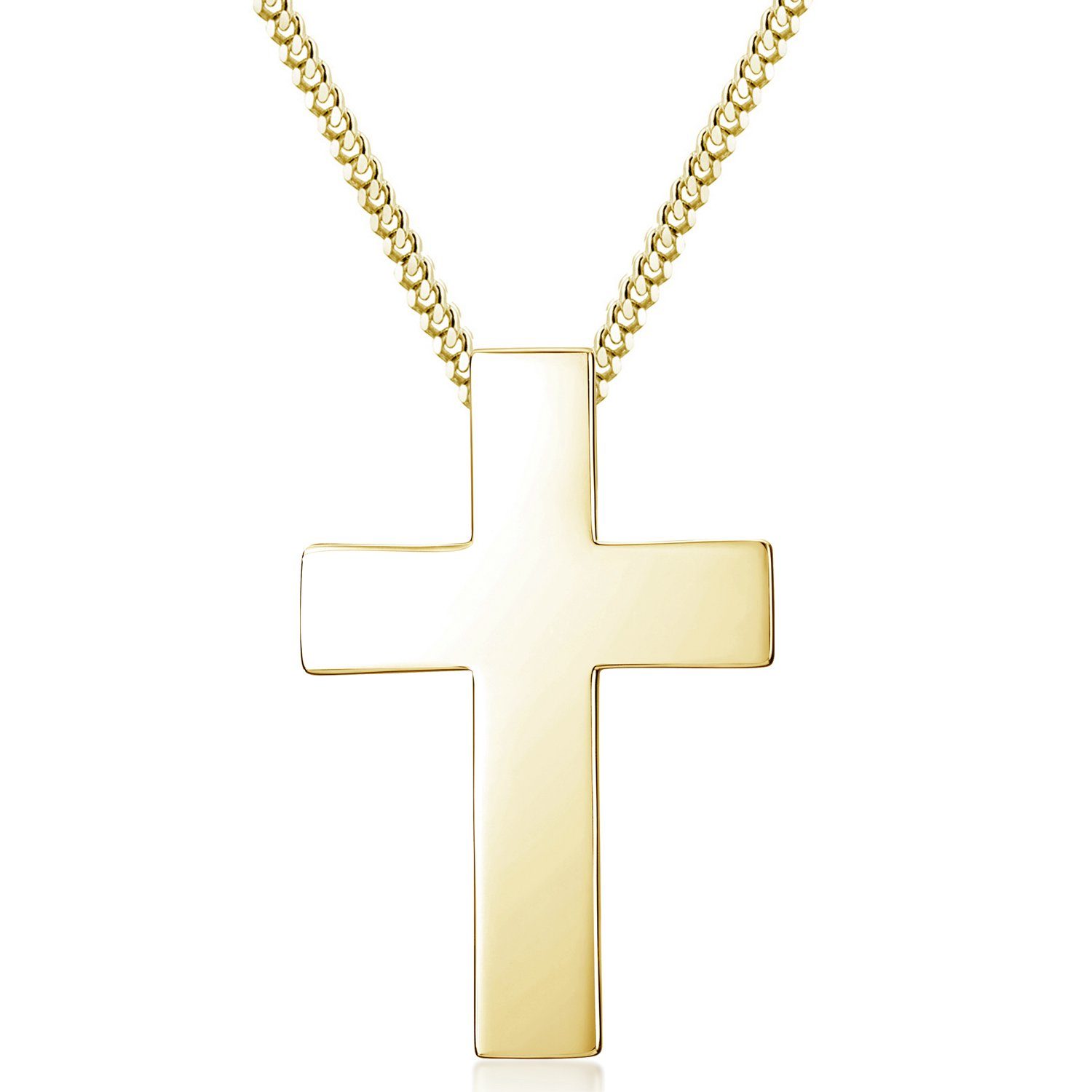 Materia Kreuzanhänger Gold Damen Herren KA-279, 925 Sterling Silber, vergoldet