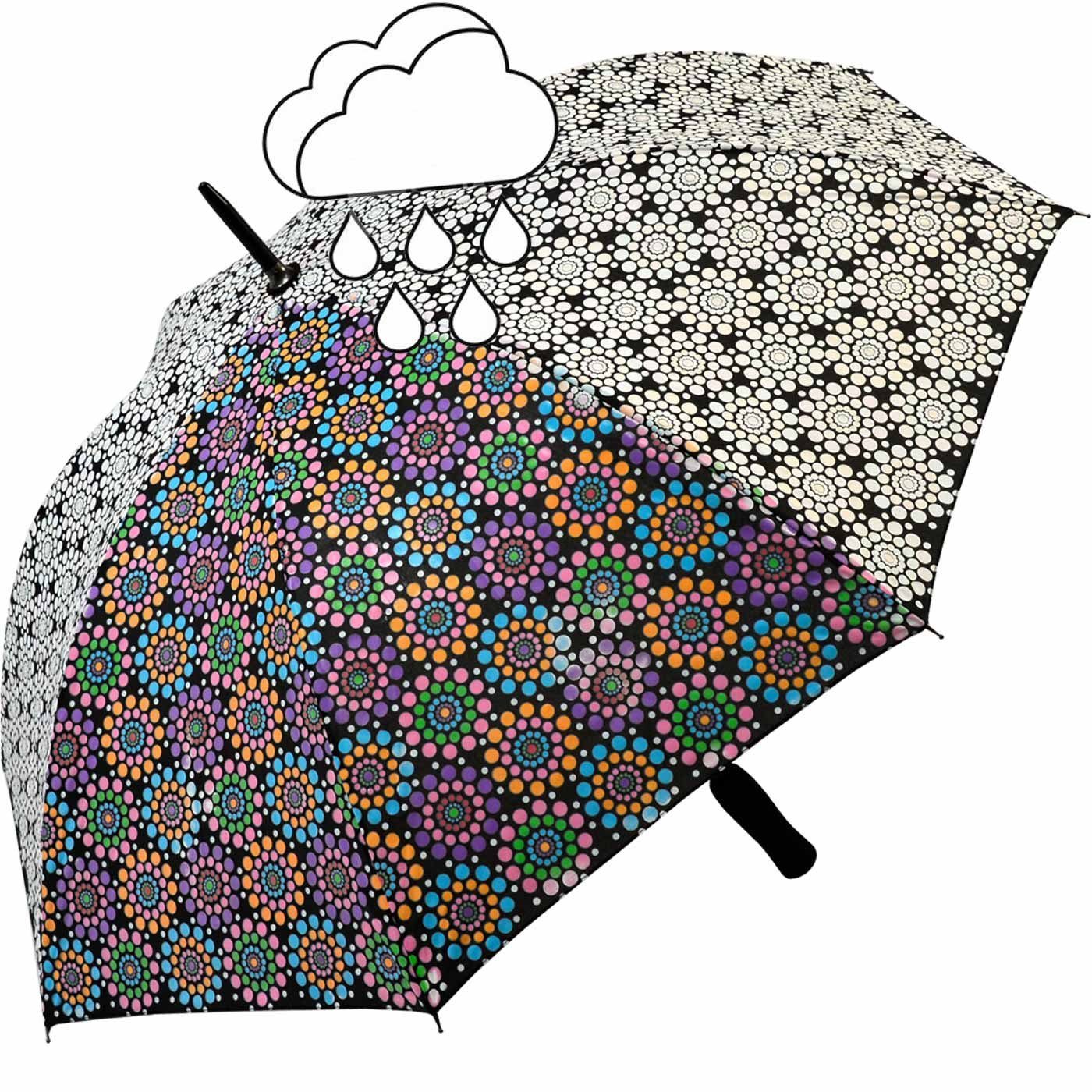 Impliva Langregenschirm Wetprint Farbwechsel bei wird Nässe - sein wenn Schirm wahres Gesicht nass er der zeigt Blumen