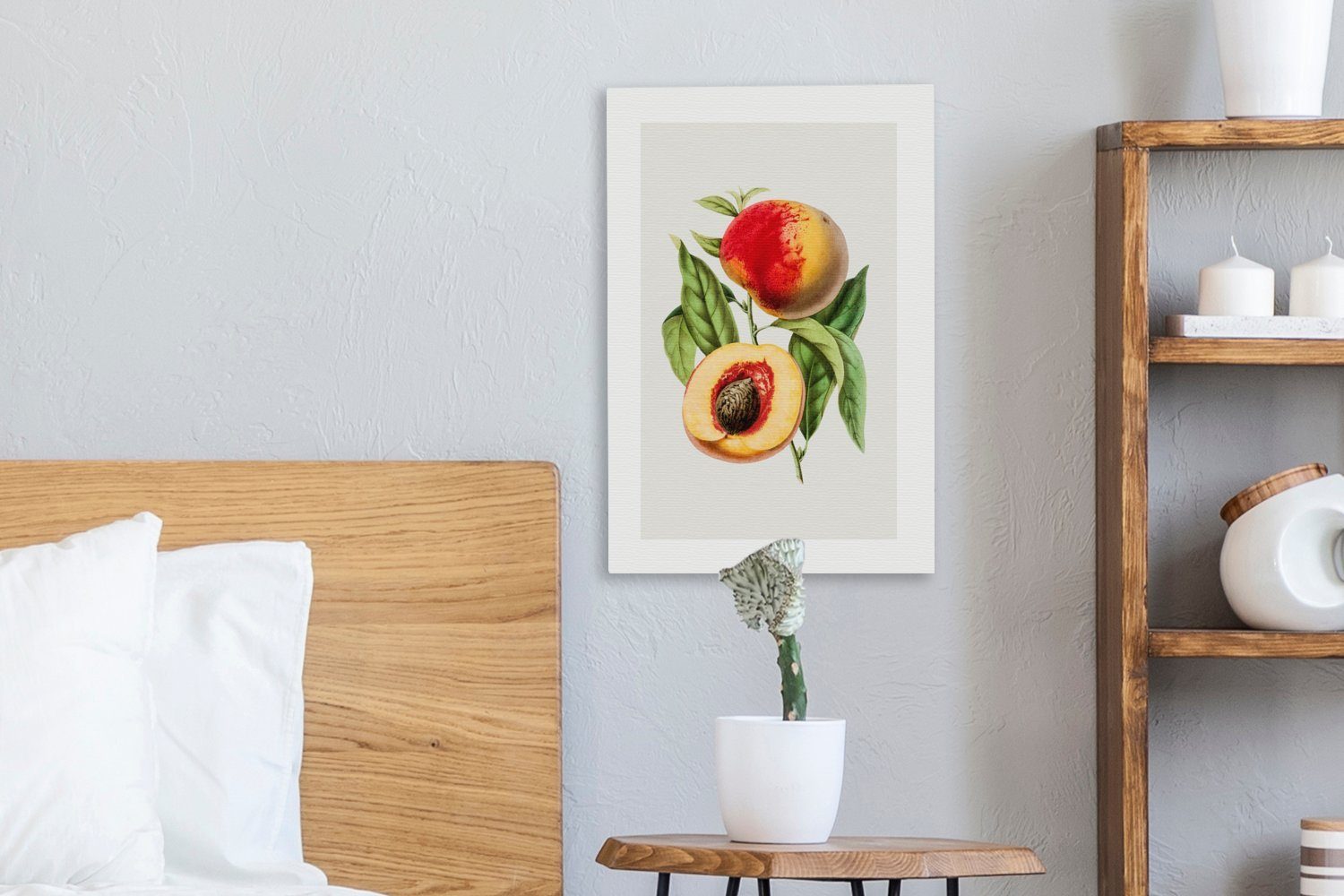 Gemälde, OneMillionCanvasses® - Pfirsich (1 fertig Zackenaufhänger, St), Leinwandbild Leinwandbild - Lebensmittel Obst, cm inkl. 20x30 bespannt