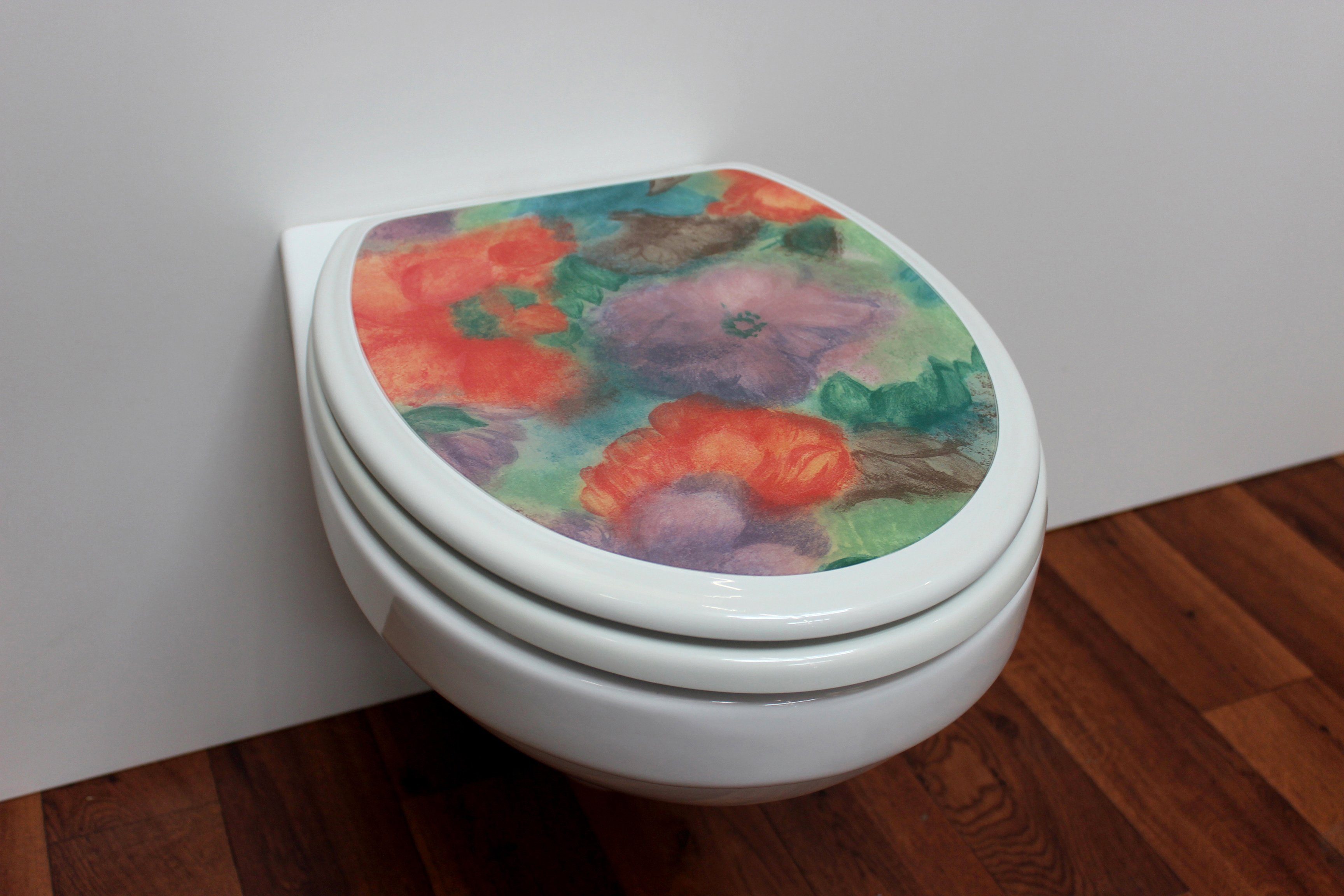 ADOB WC-Sitz Blumen, mit messingverchromten Scharnieren