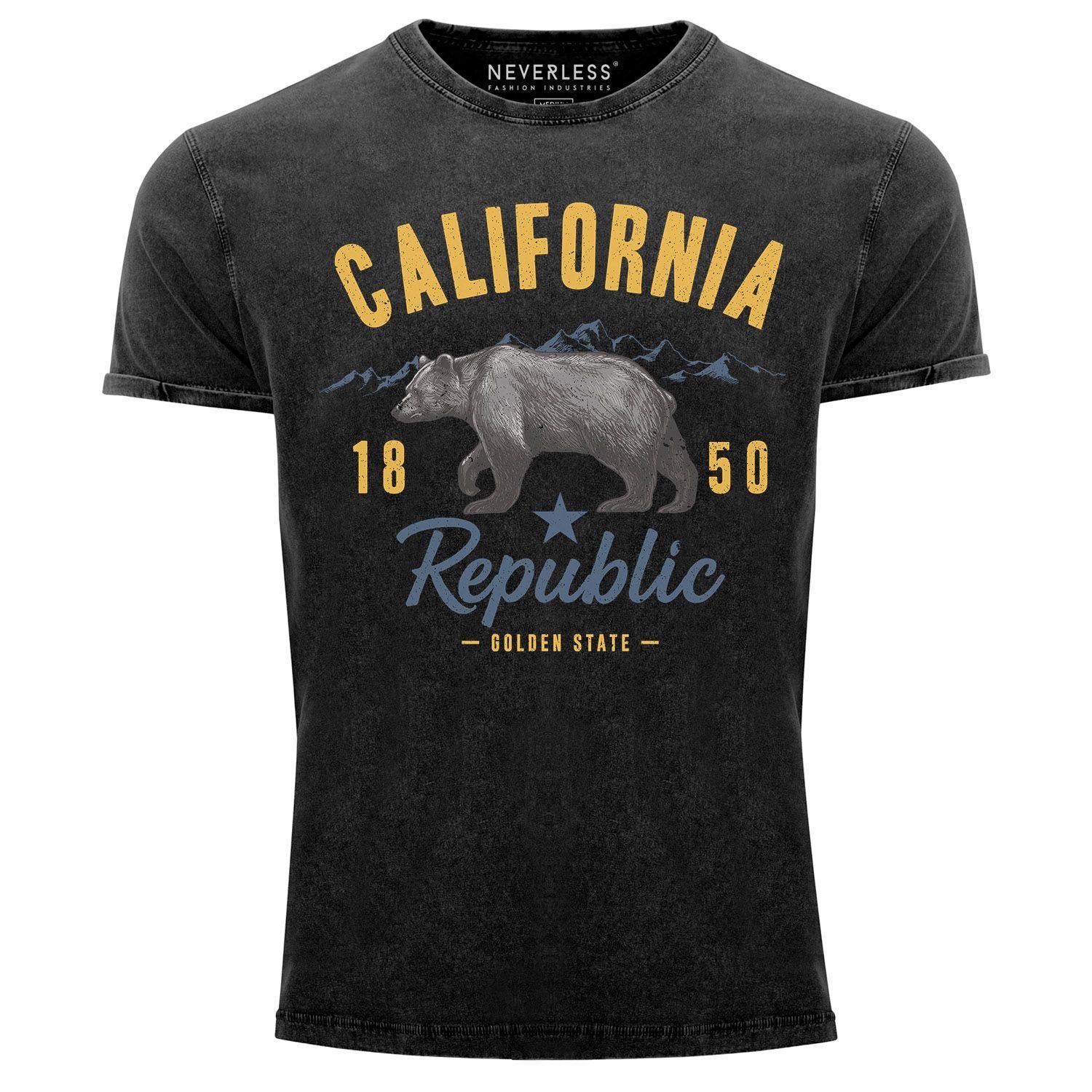 Neverless Print-Shirt Herren Vintage Shirt California günstig online kaufen