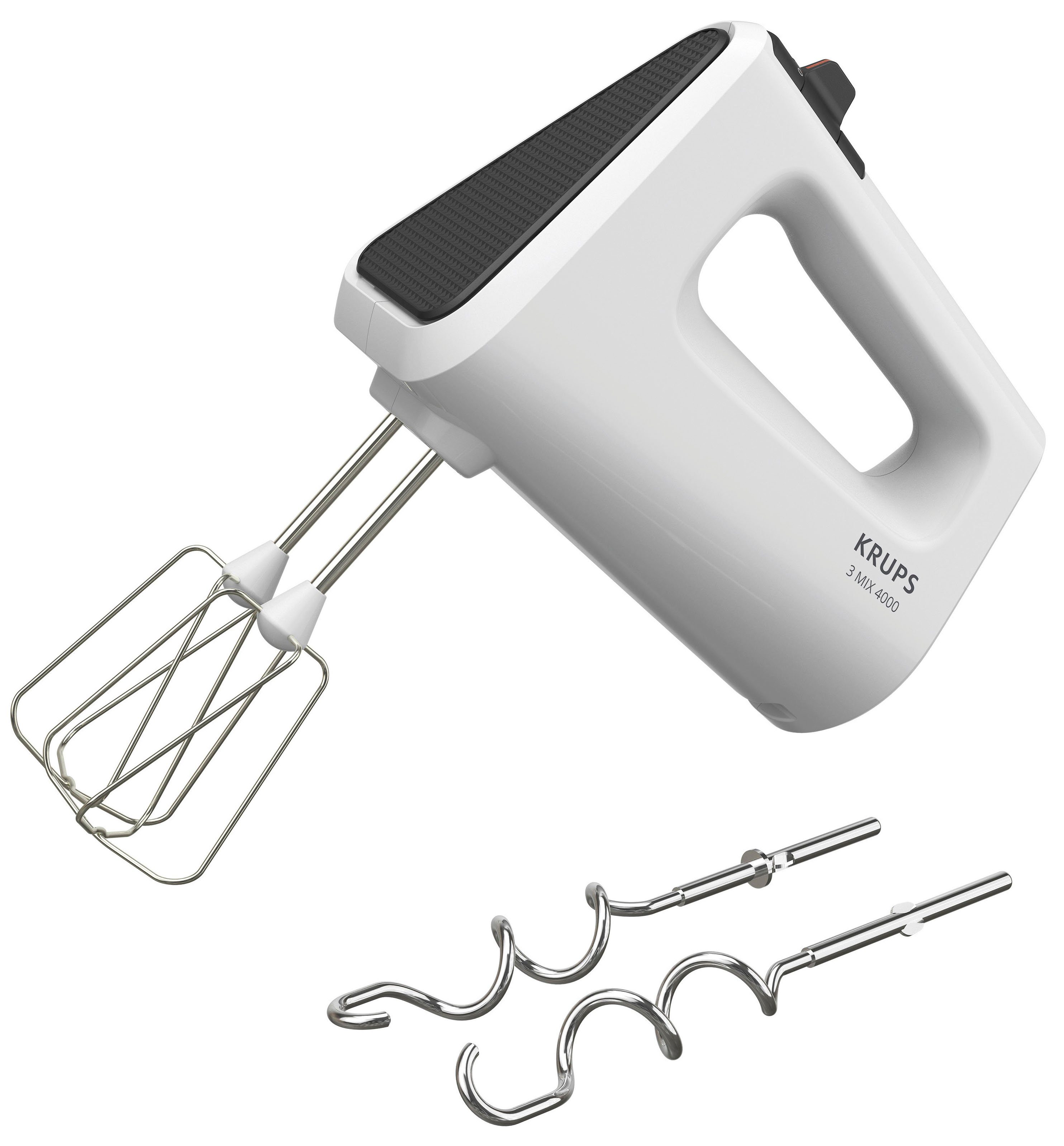 Krups Handmixer 3 Mix 4000, 450 W, Turbo- und Auswurf-Funktion, inkl. 2 Rührbesen und 2 Knethaken, GN4001