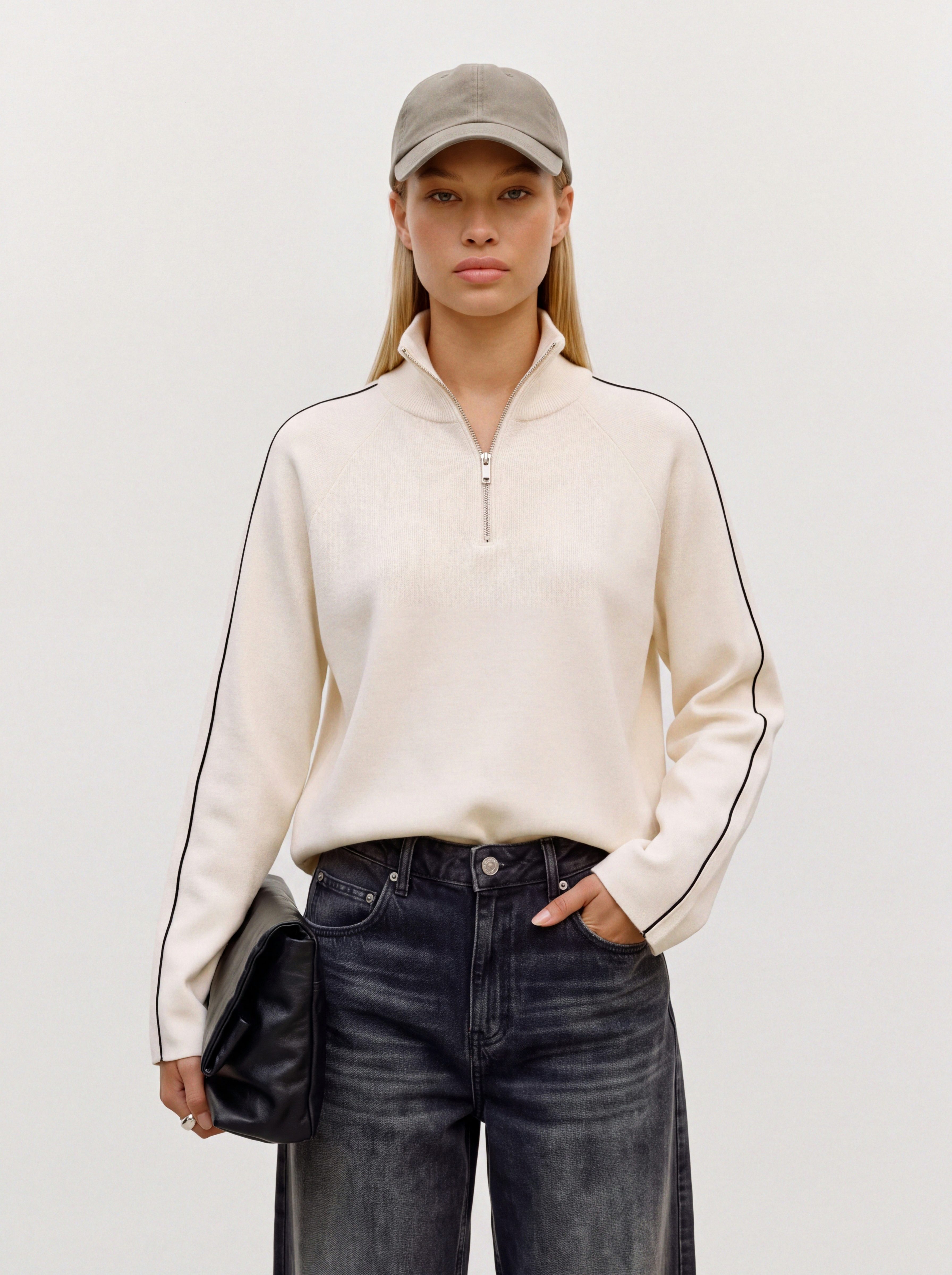 Vero Moda Strickpullover VMSABA LS HIGHNECK ZIPPER PULLOVER NOOS Viskosemischung, loose fit, weite Ärmel