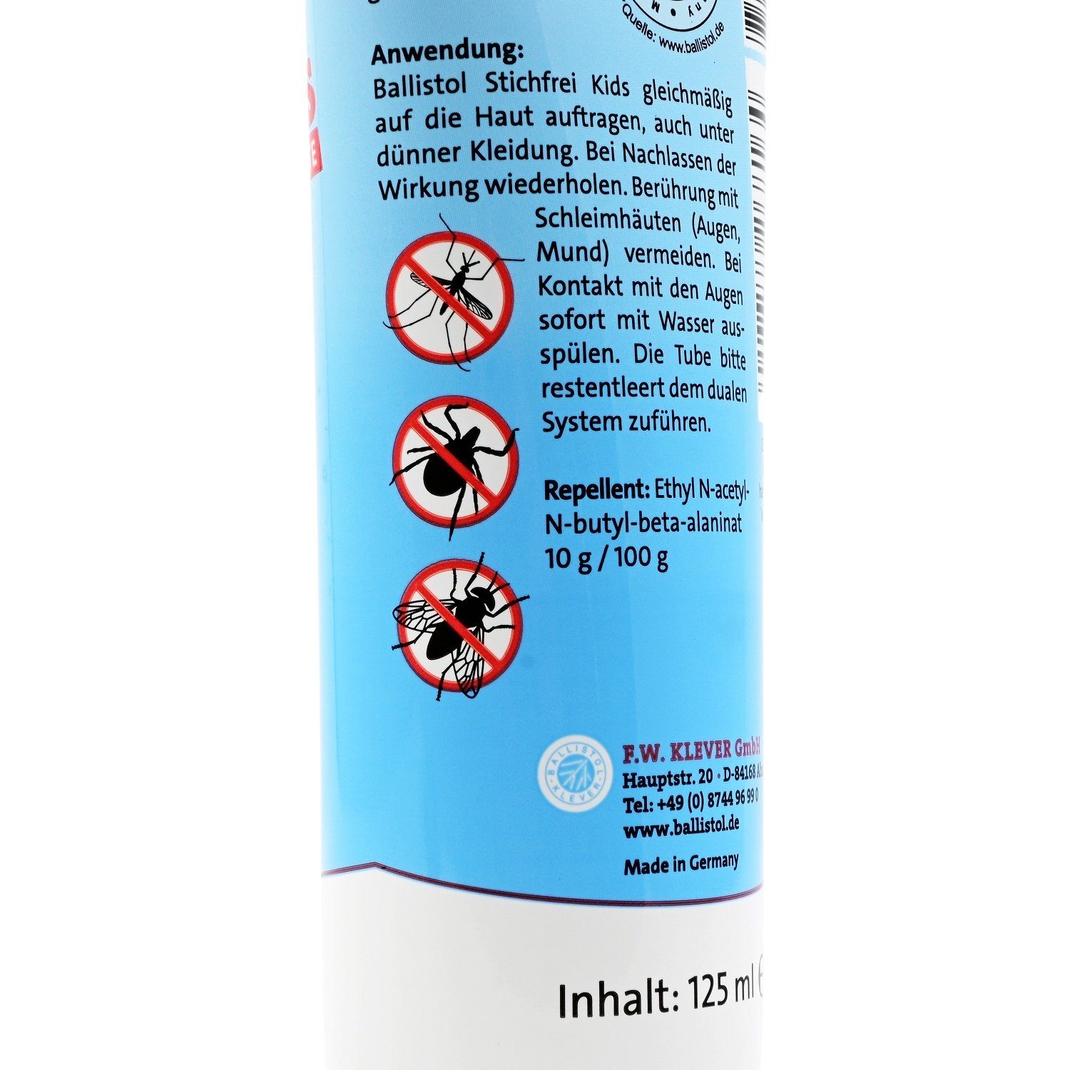 Ballistol Insektenspray STICHFREI Kids Creme Tube Mückenschutz, 125 ml