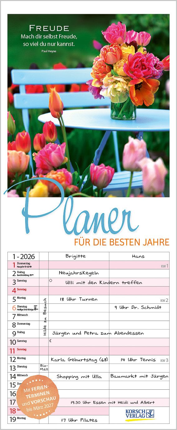 Korsch Verlag Семейный календарь Korsch Календари Planer für die besten Jahre 2026