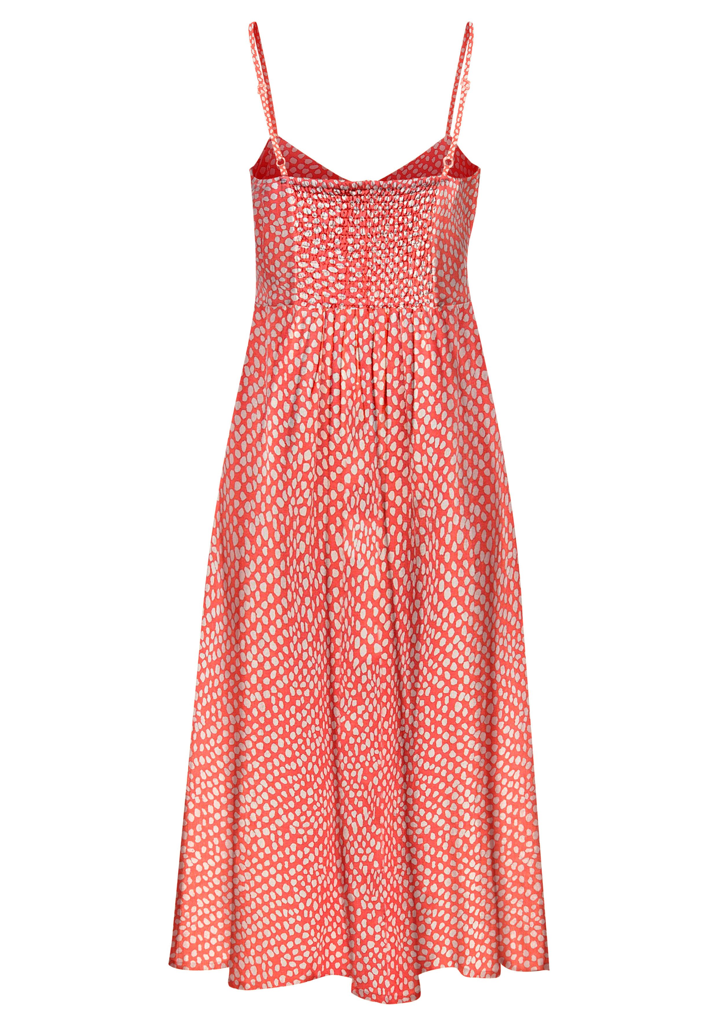 LASCANA Sommerkleid aus Leinenmix, Midikleid, Strandkleid, Druckkleid