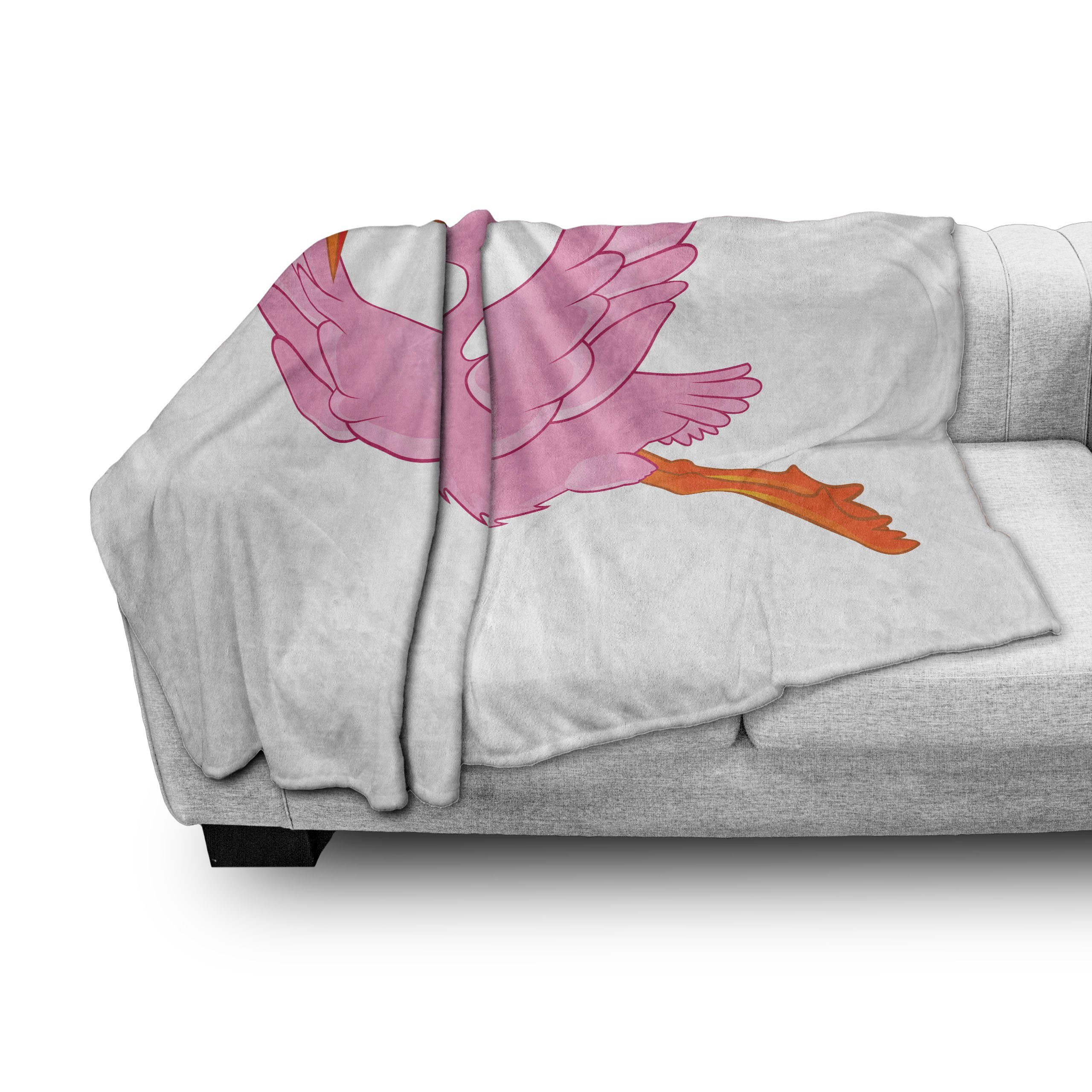 Gemütlicher Orange Innen- Flamingo den Rosa und für Abakuhaus, Wohndecke Plüsch exotische und Außenbereich,