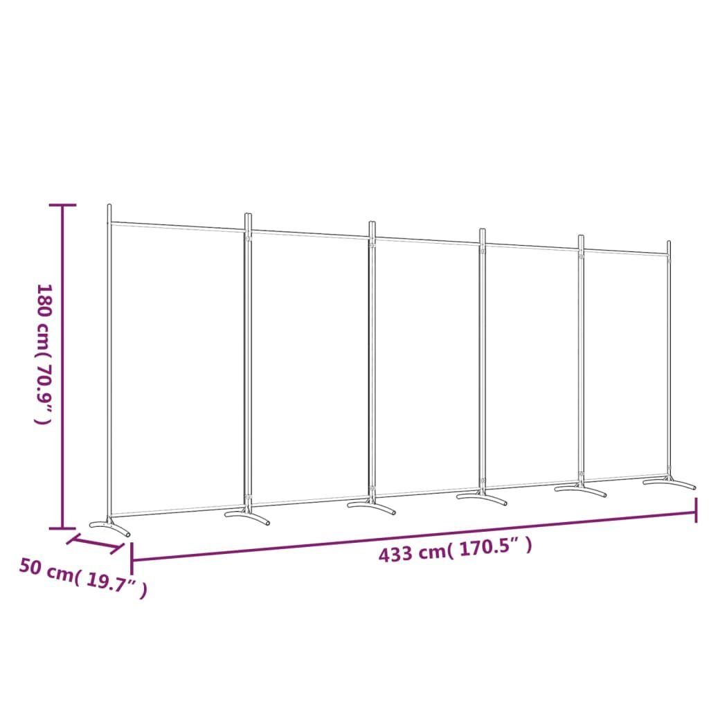 cm Braun Raumteiler Stoff 433x180 Paravent 5-tlg. furnicato