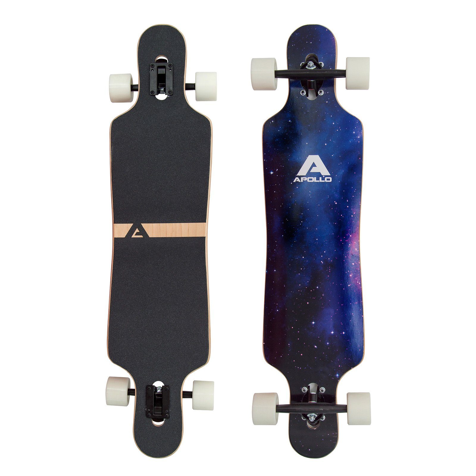 Apollo Longboard Twin Tip DT Longboard 40", aus Holz mehrlagig verleimt für Idealen Flex & Stabilität Nebula